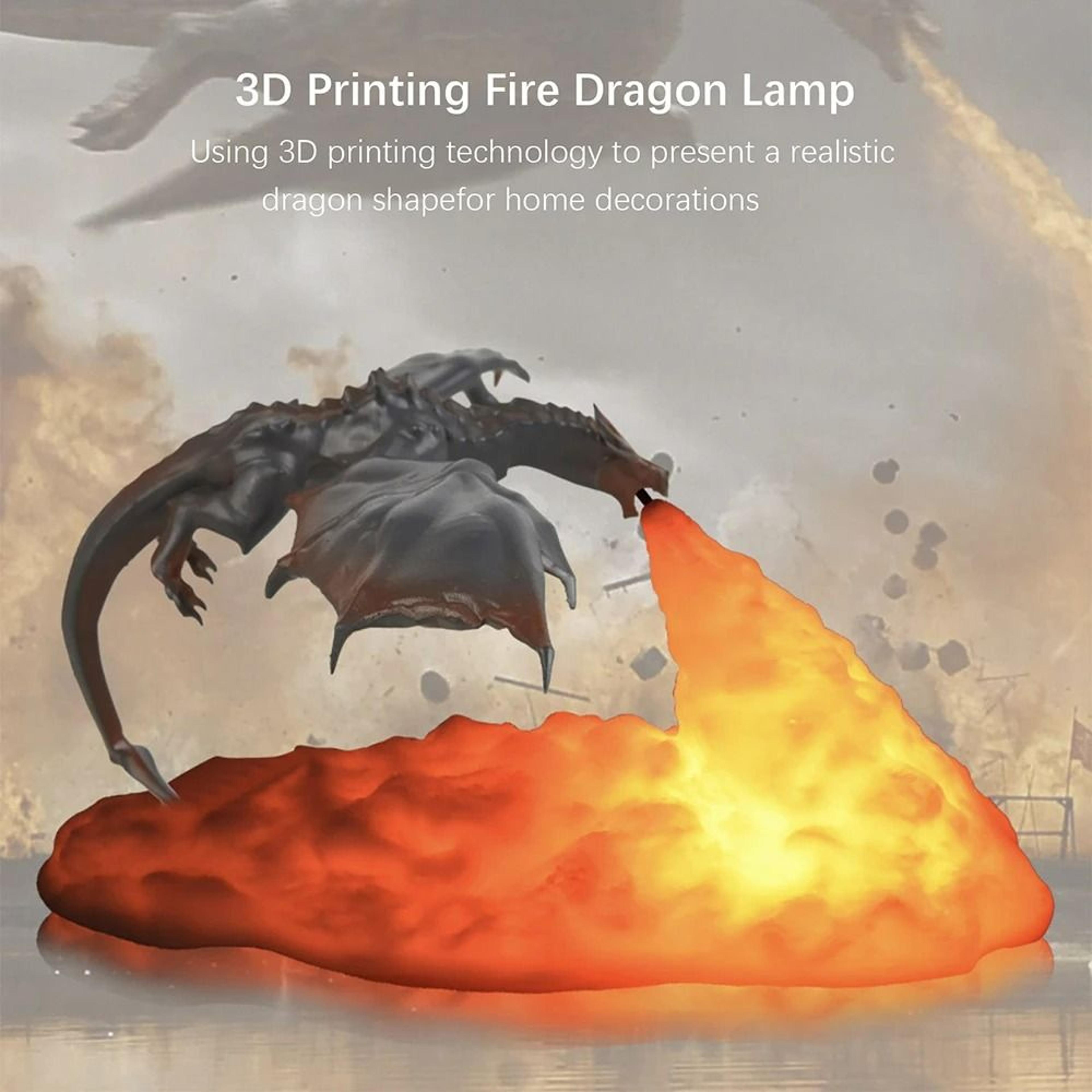 3D Printed Fire Dragon LED Desktop Lamp 2