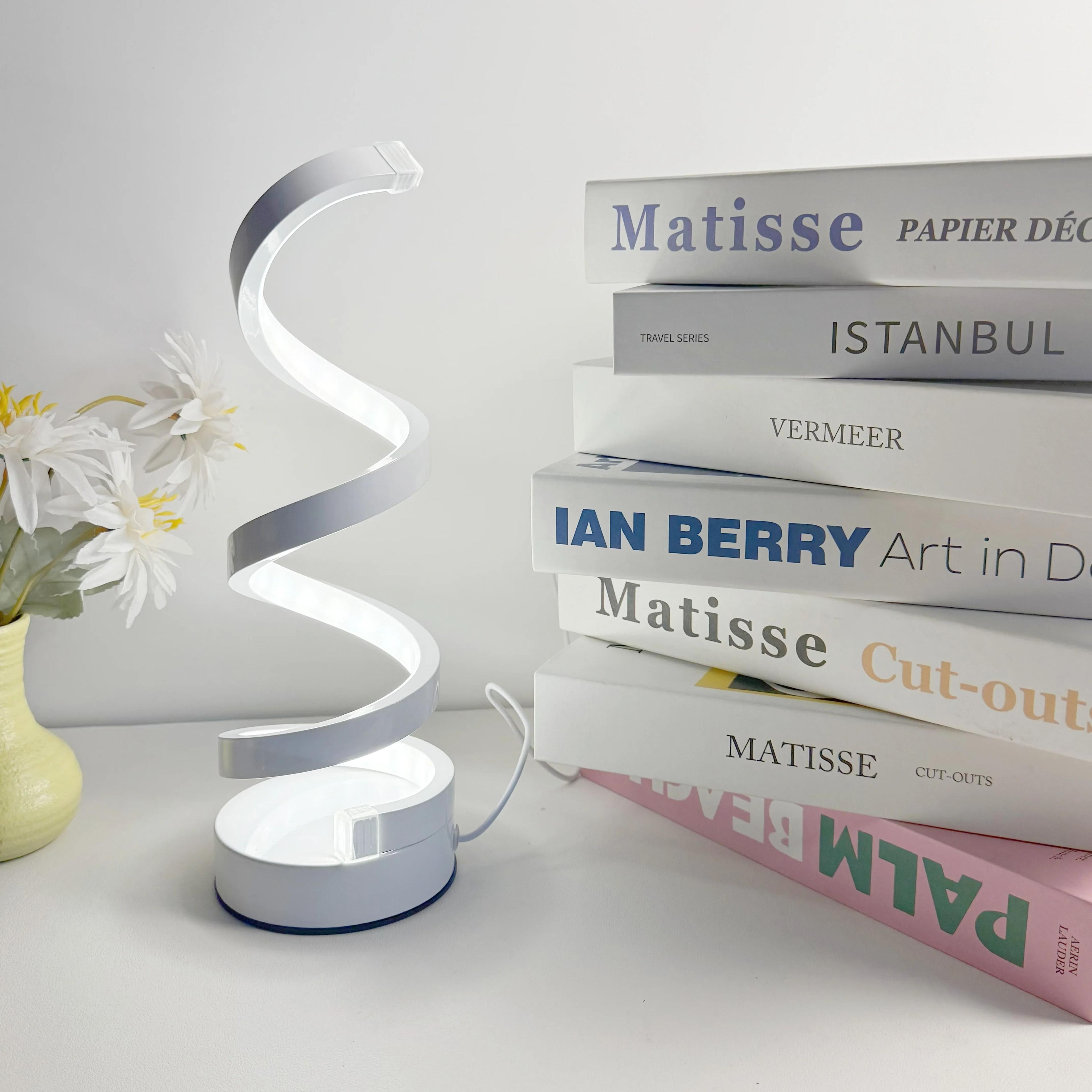 Modern Elegant White Spiral LED Desk Lamp 7
