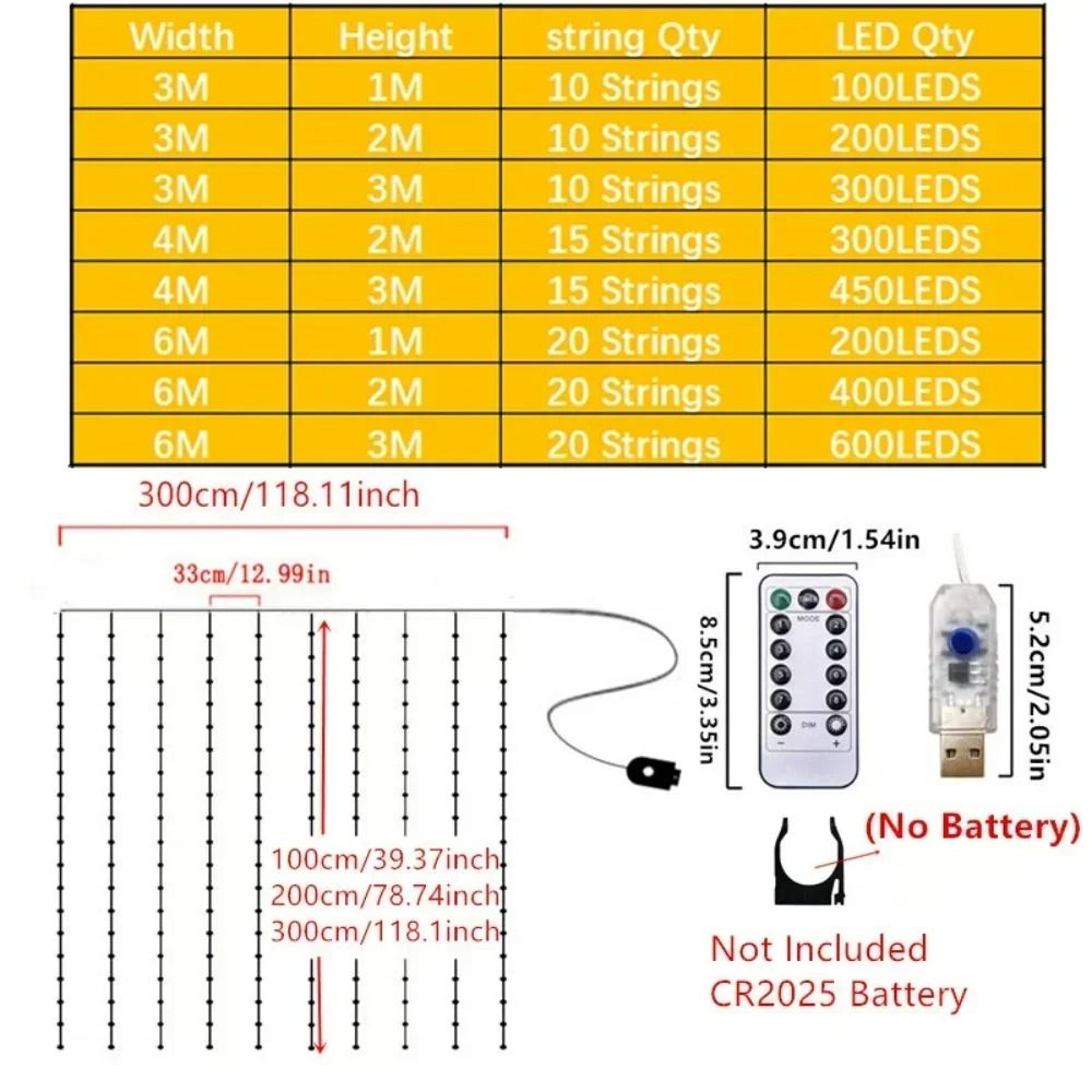 USB RemoteControlled LED Curtain String Lights 5