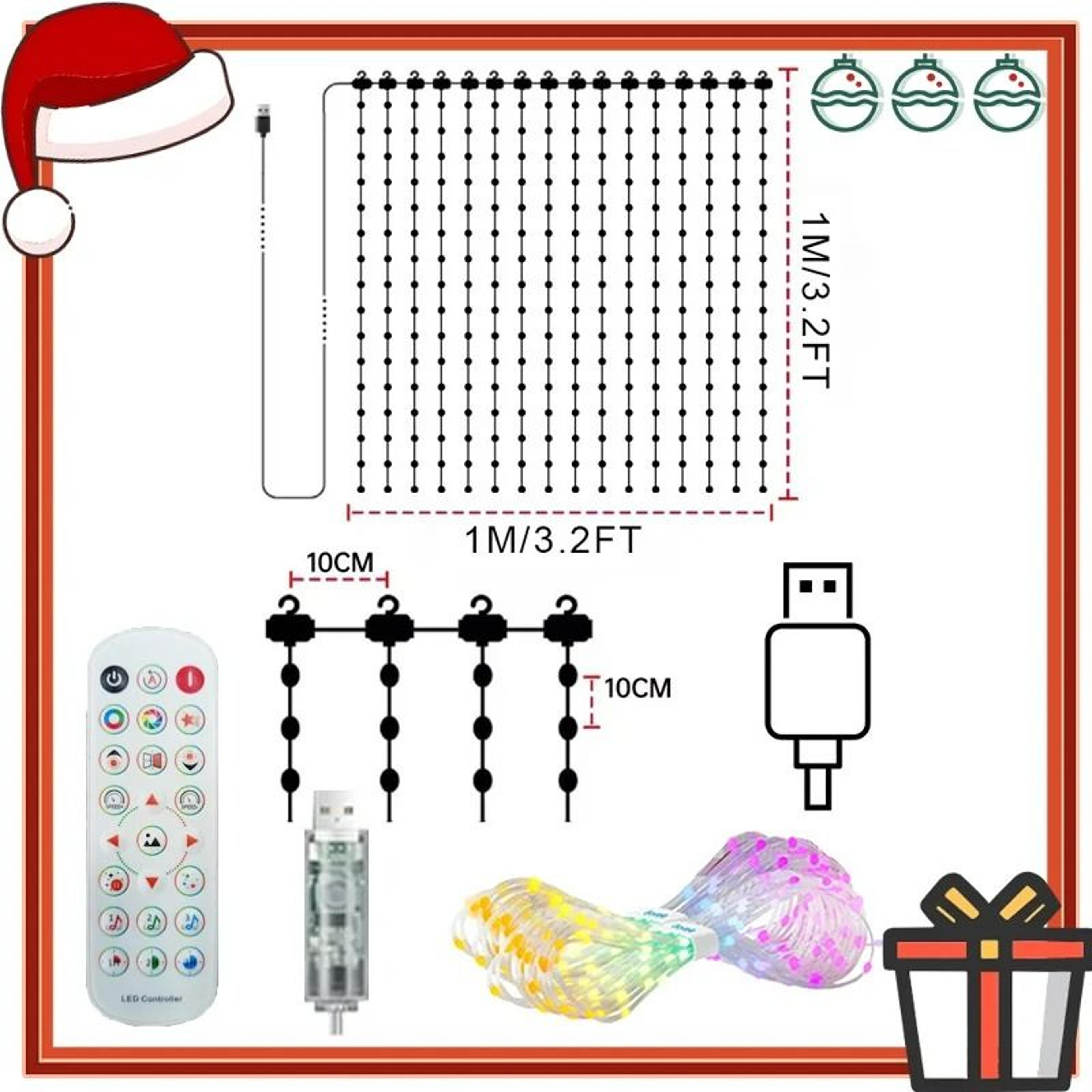 Smart Color Changing Curtain Lights Music Sync LED String Lights 9