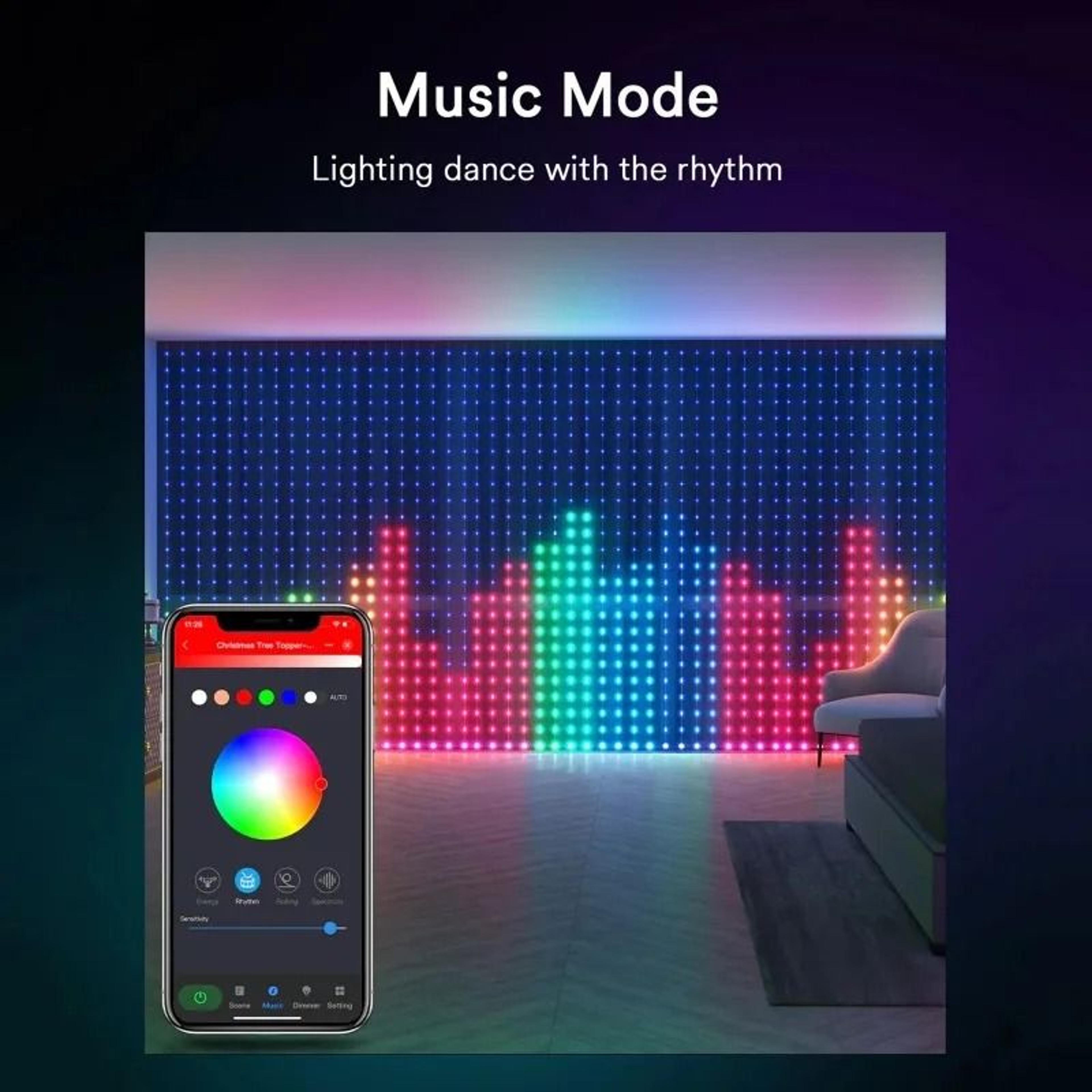 Smart LED Curtain Lights Music Sync App Control Fairy Lights 3
