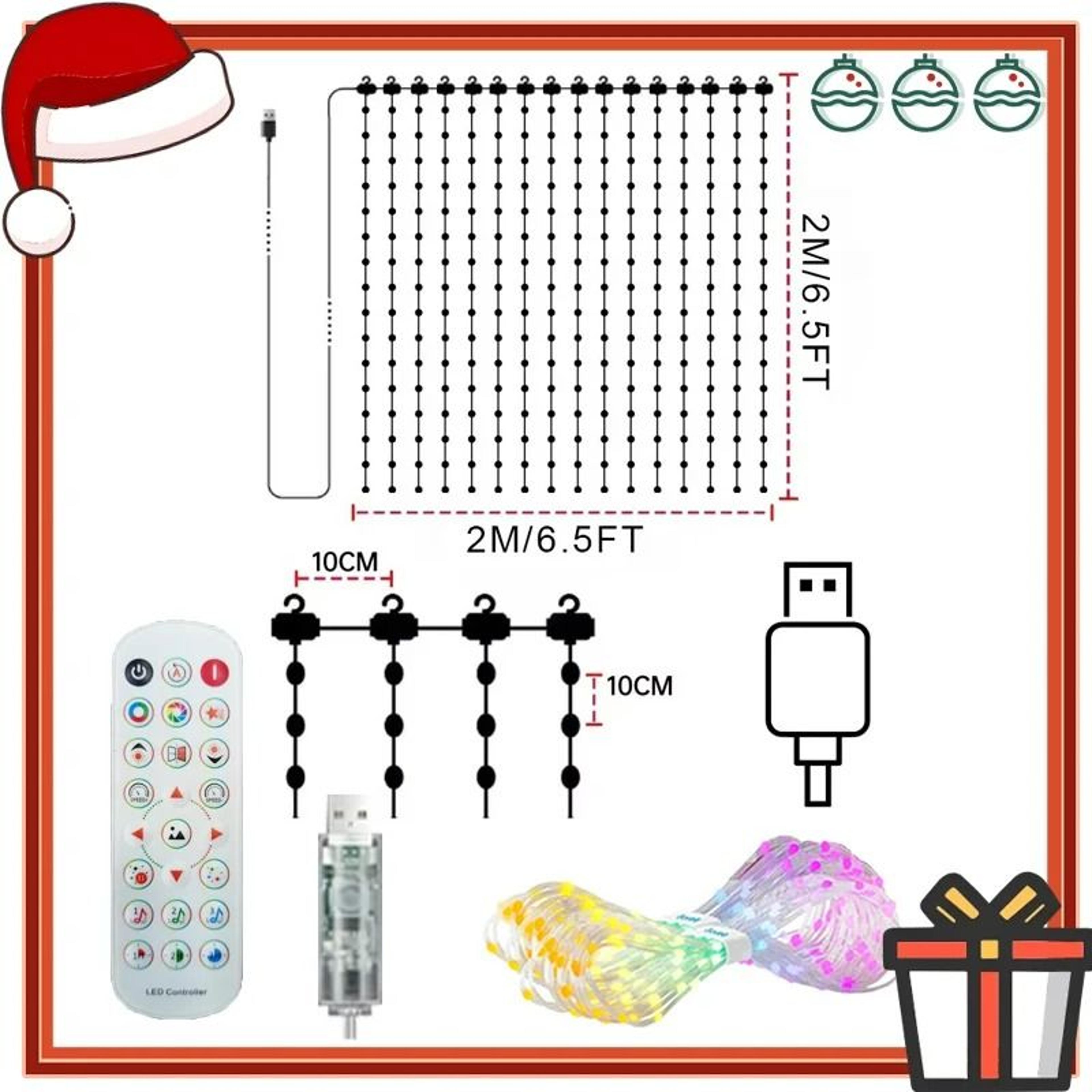 Smart LED Curtain Lights Music Sync App Control Fairy Lights 8