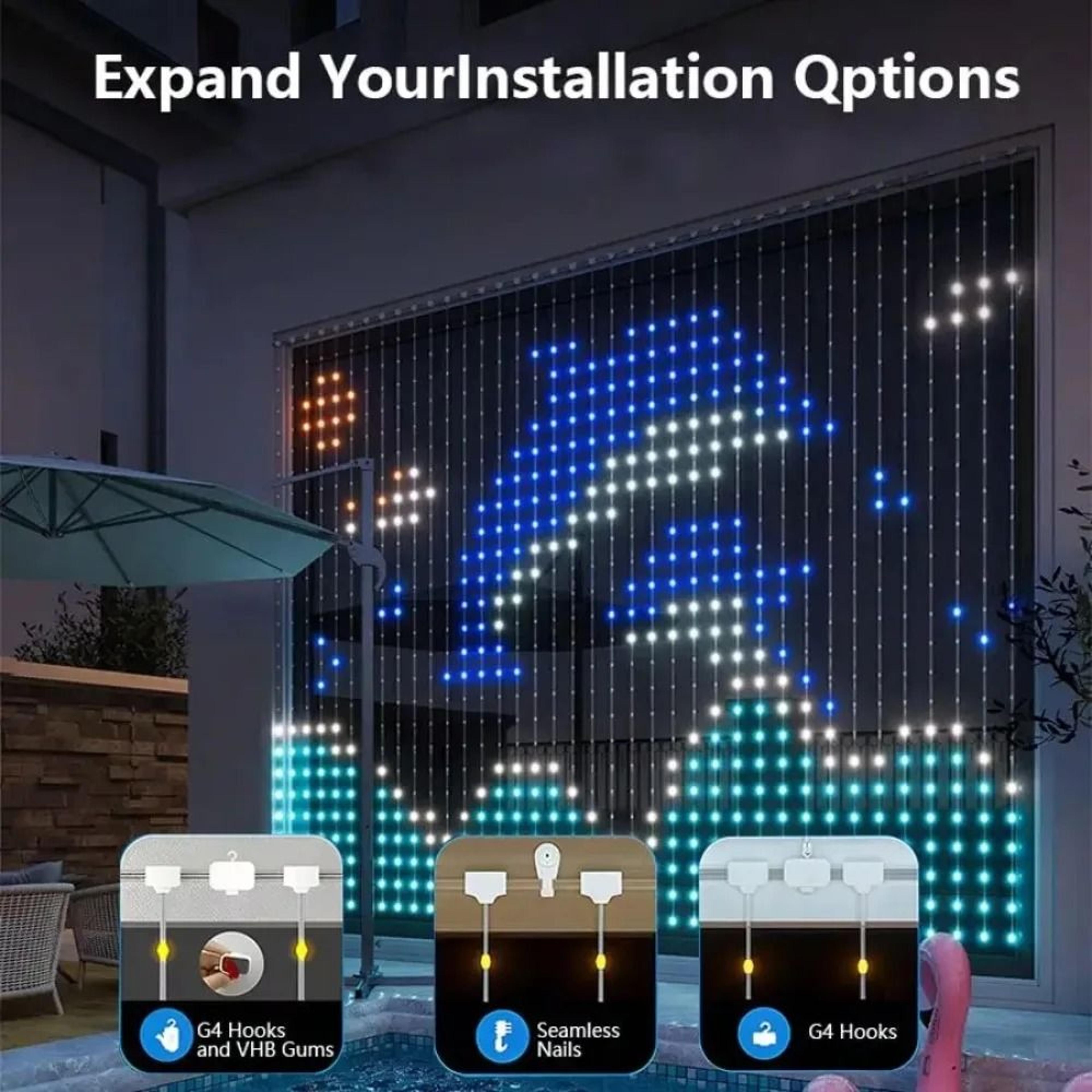 Smart LED Curtain Lights Music Sync Waterproof App Control Lights 3