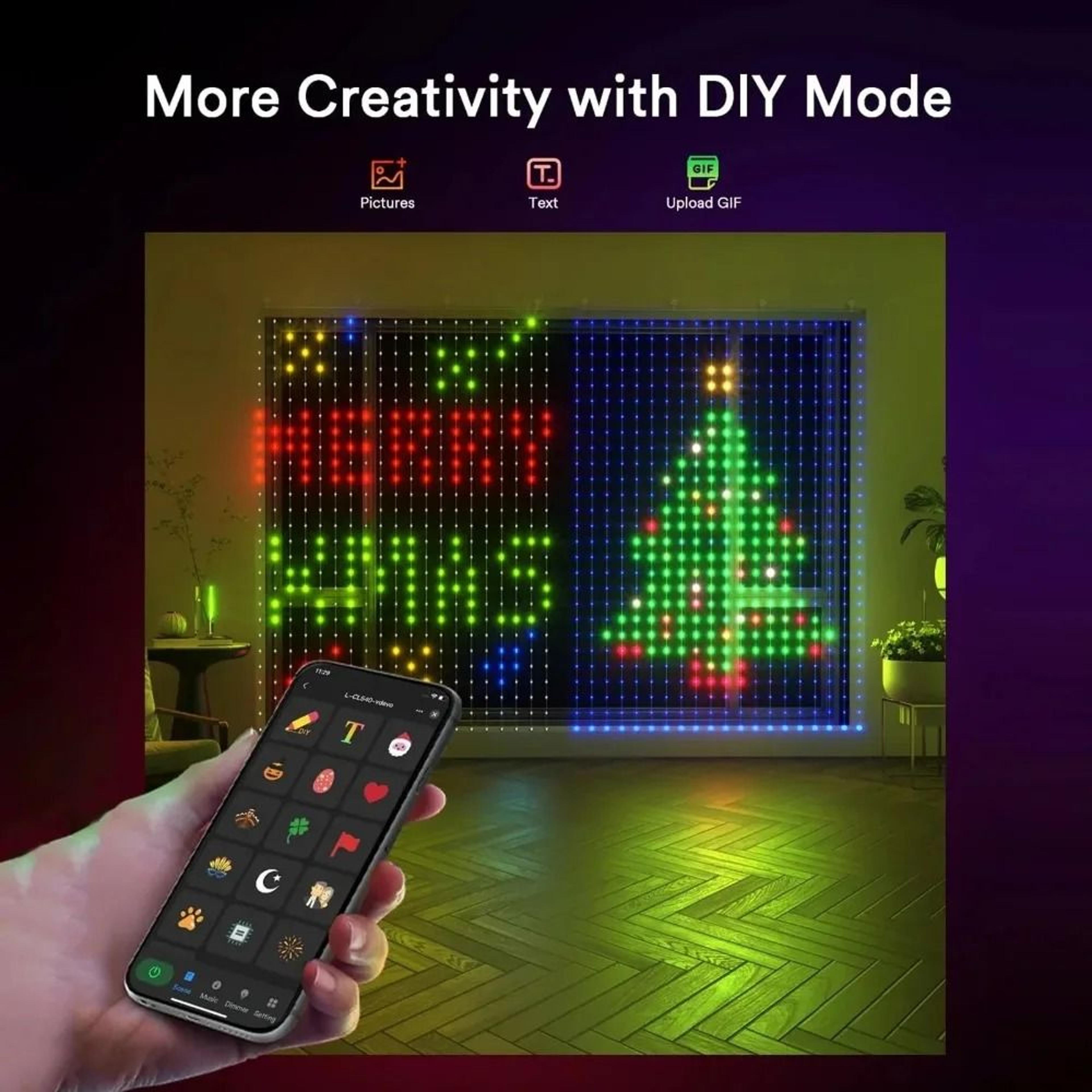 Smart RGB LED Curtain Lights App Control Music Sync DIY String Lights 3