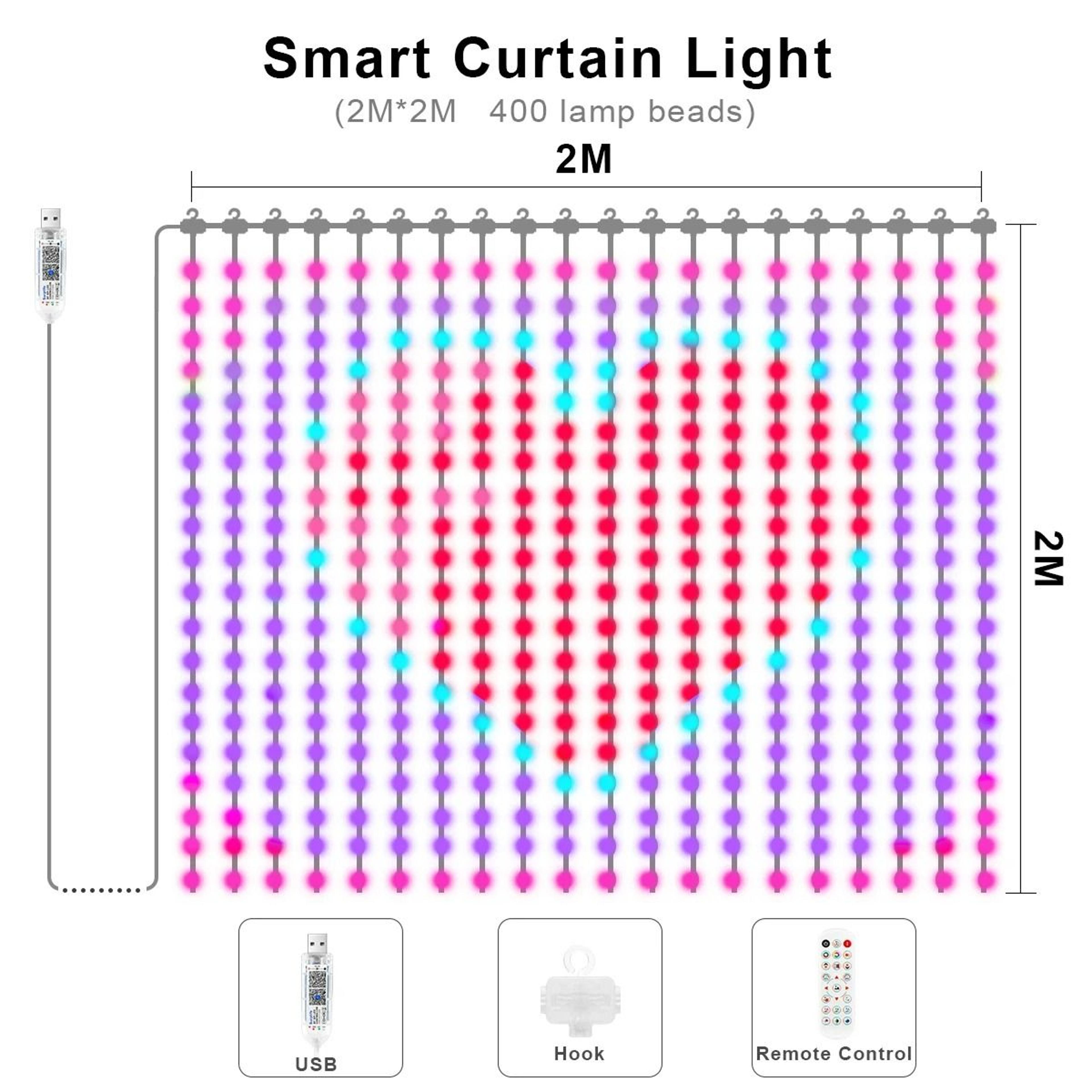 RGB LED Curtain Lights IR Remote Control USB Powered Fairy Lights 7