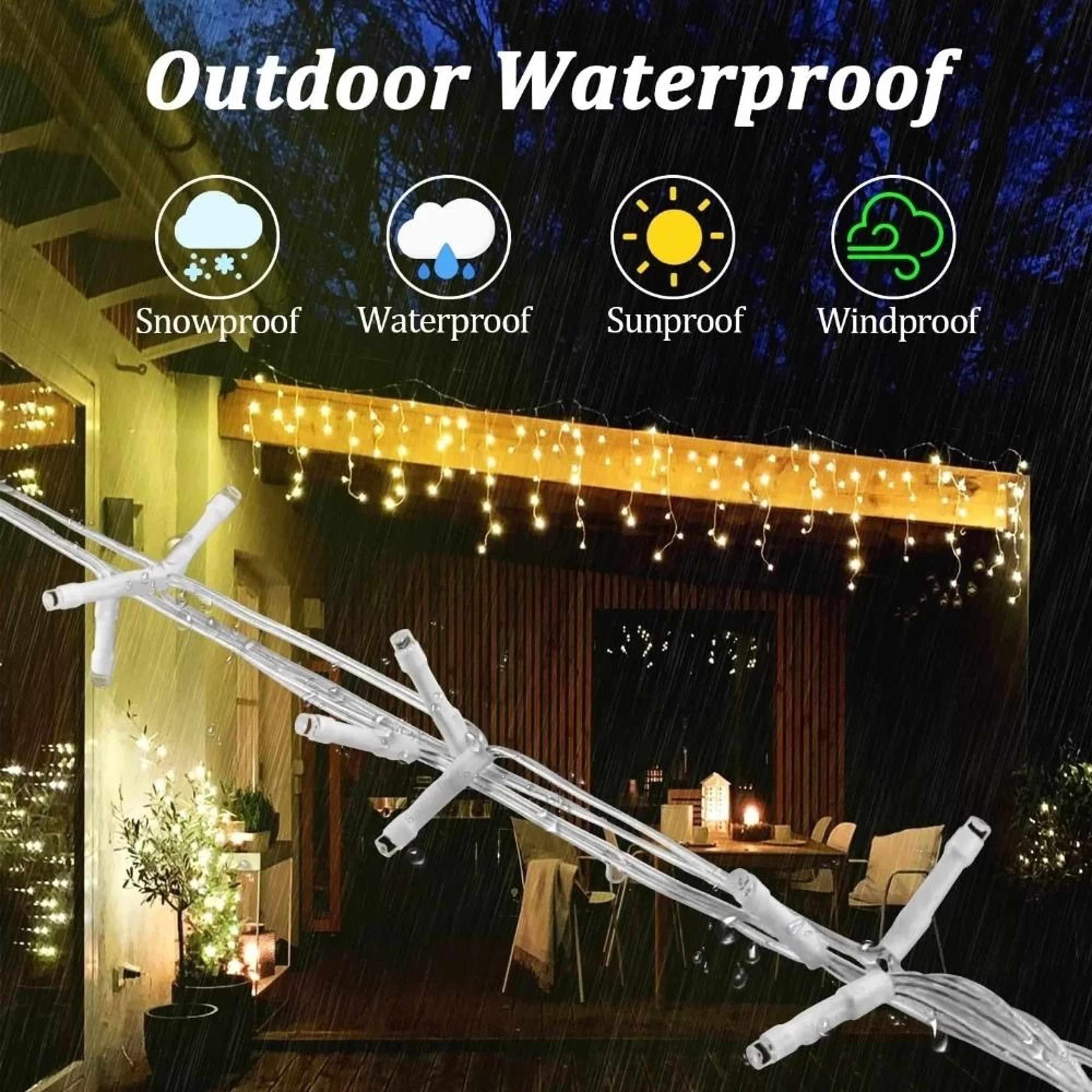 LowVoltage Safety Icicle Curtain Lights Outdoor Eaves String Lights 1