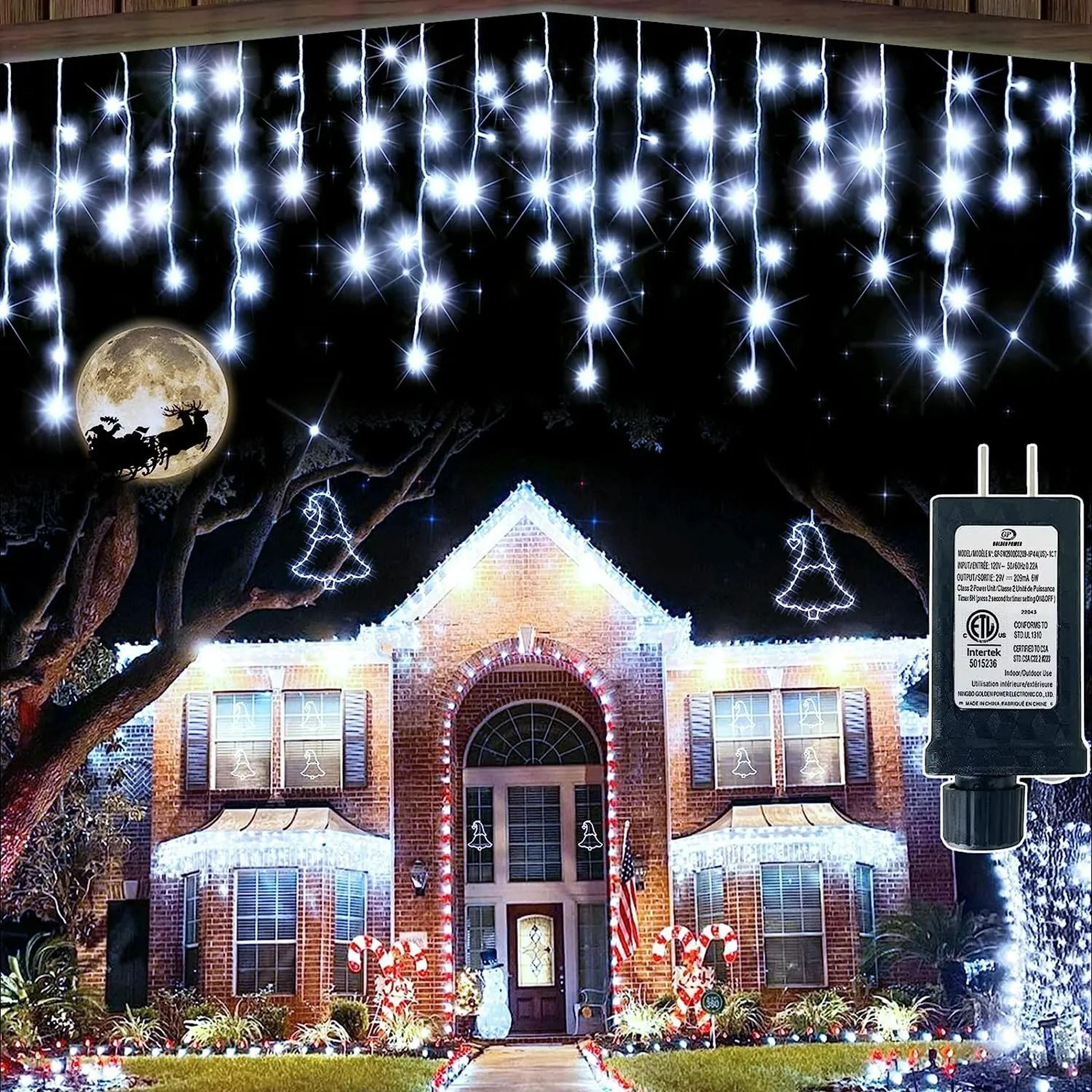 LowVoltage Safety Icicle Curtain Lights Outdoor Eaves String Lights 6