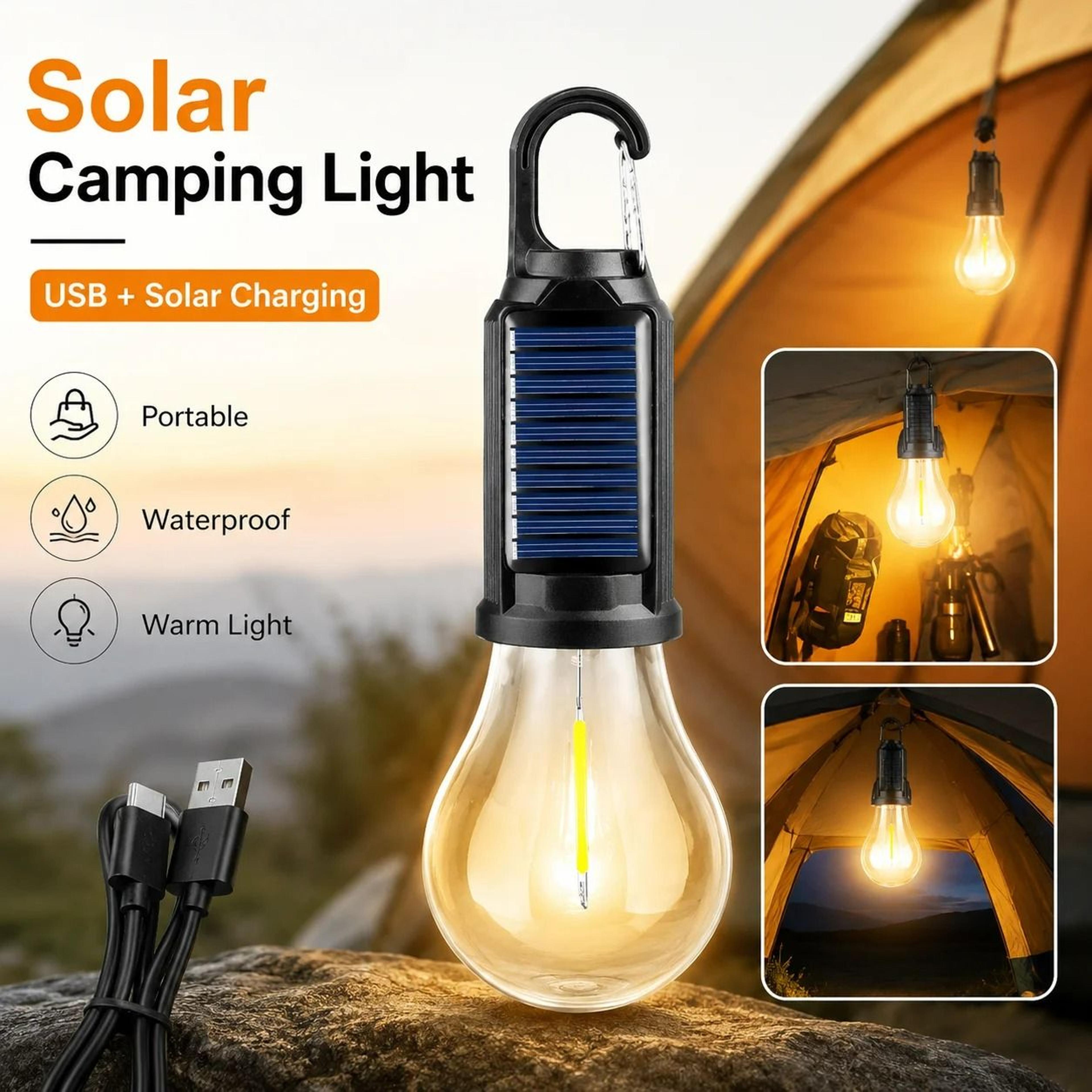 Solar  USB Rechargeable Portable Outdoor Camping Lantern 5