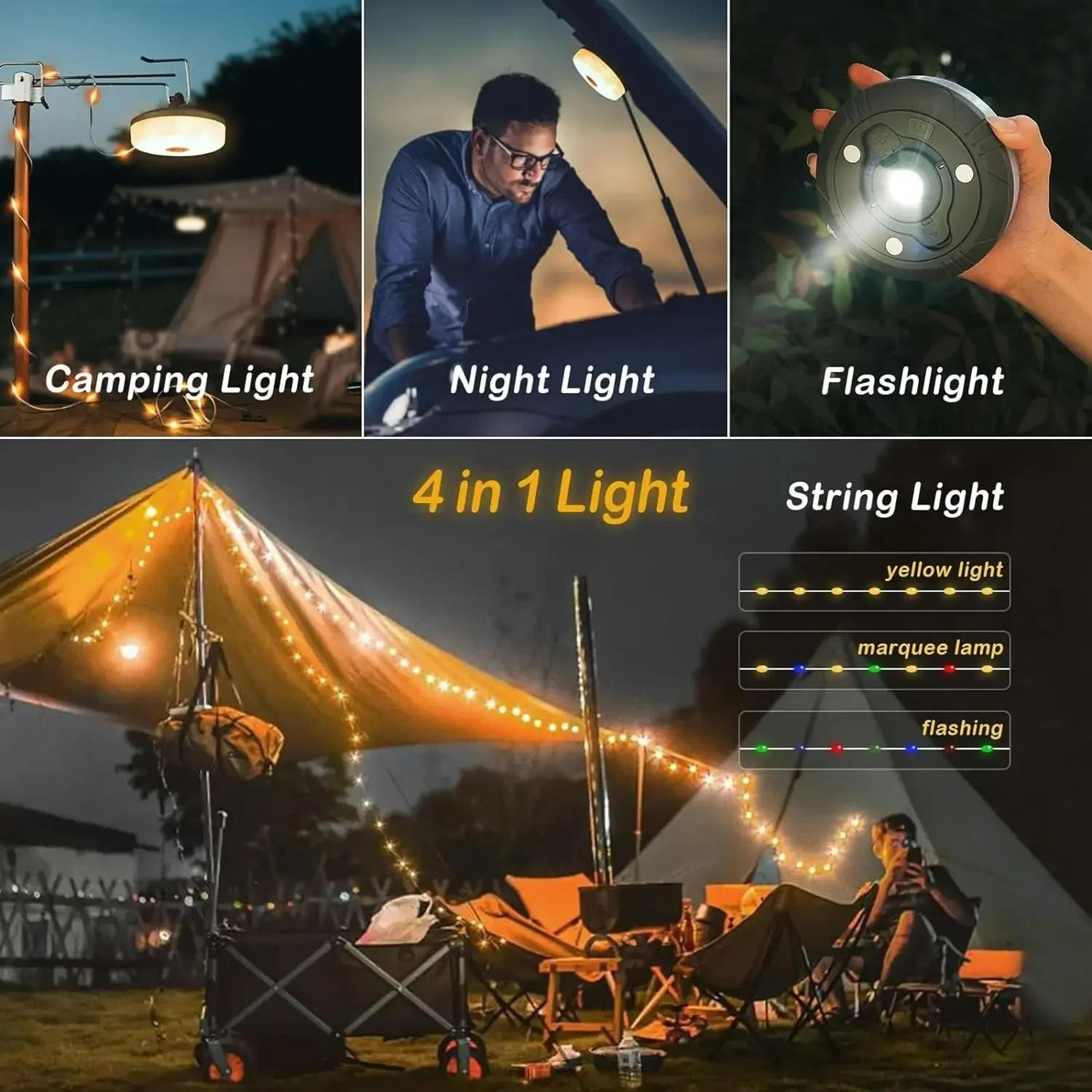 4in1 Retractable Reel LED Camping  Tent Light 4