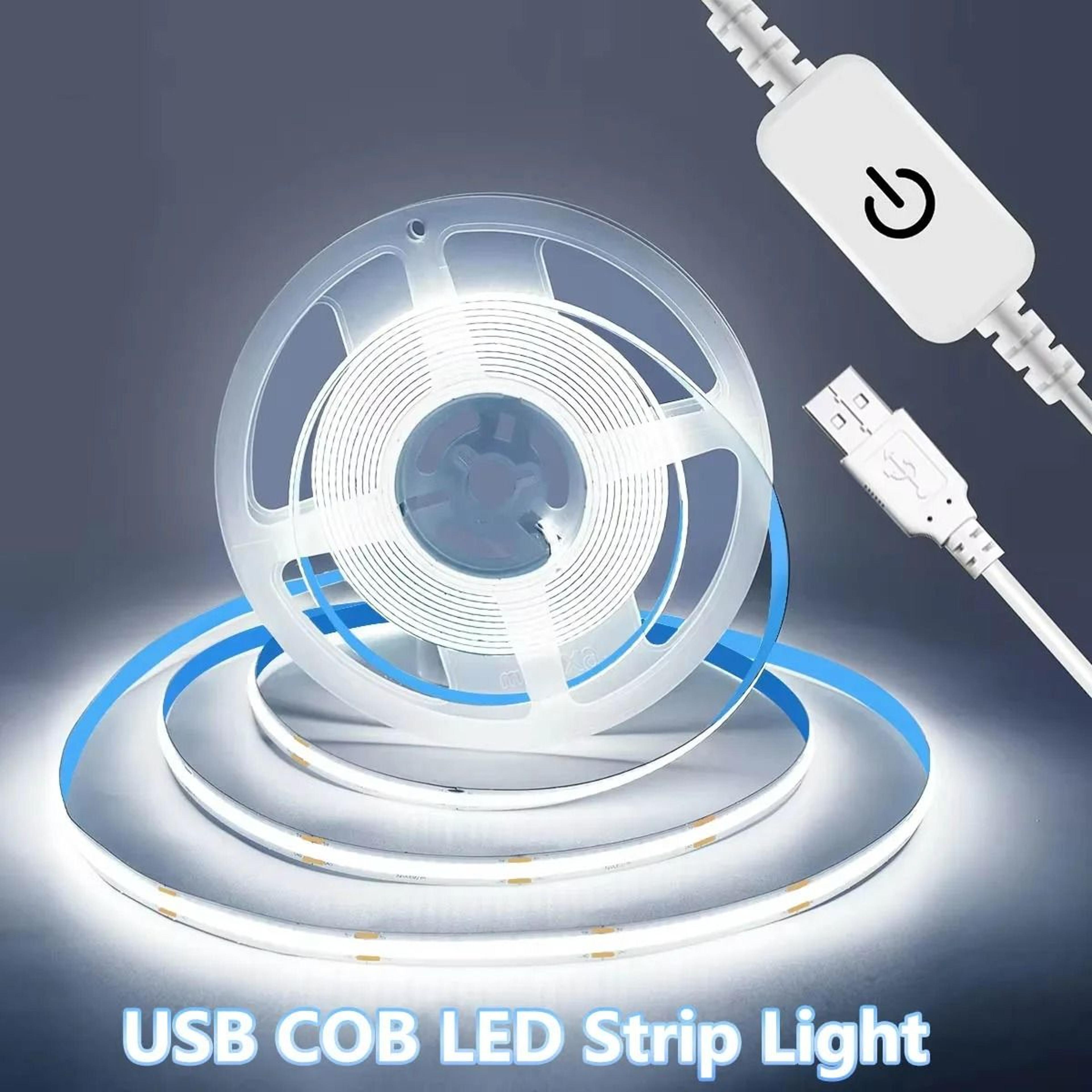5V USB COB LED Strip Light With Touch Dimmer 1