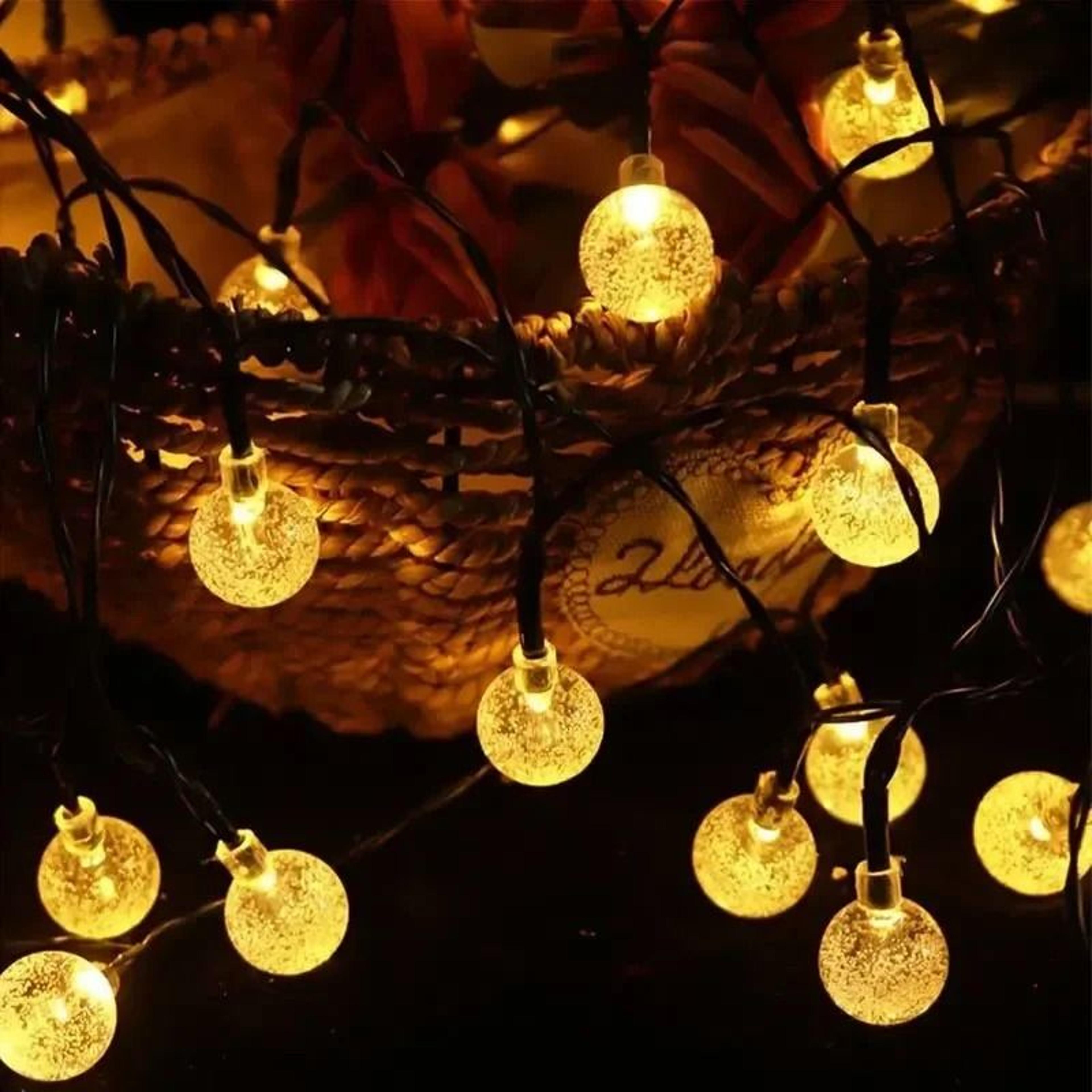 Solar Outdoor Crystal Globe LED String Lights 3