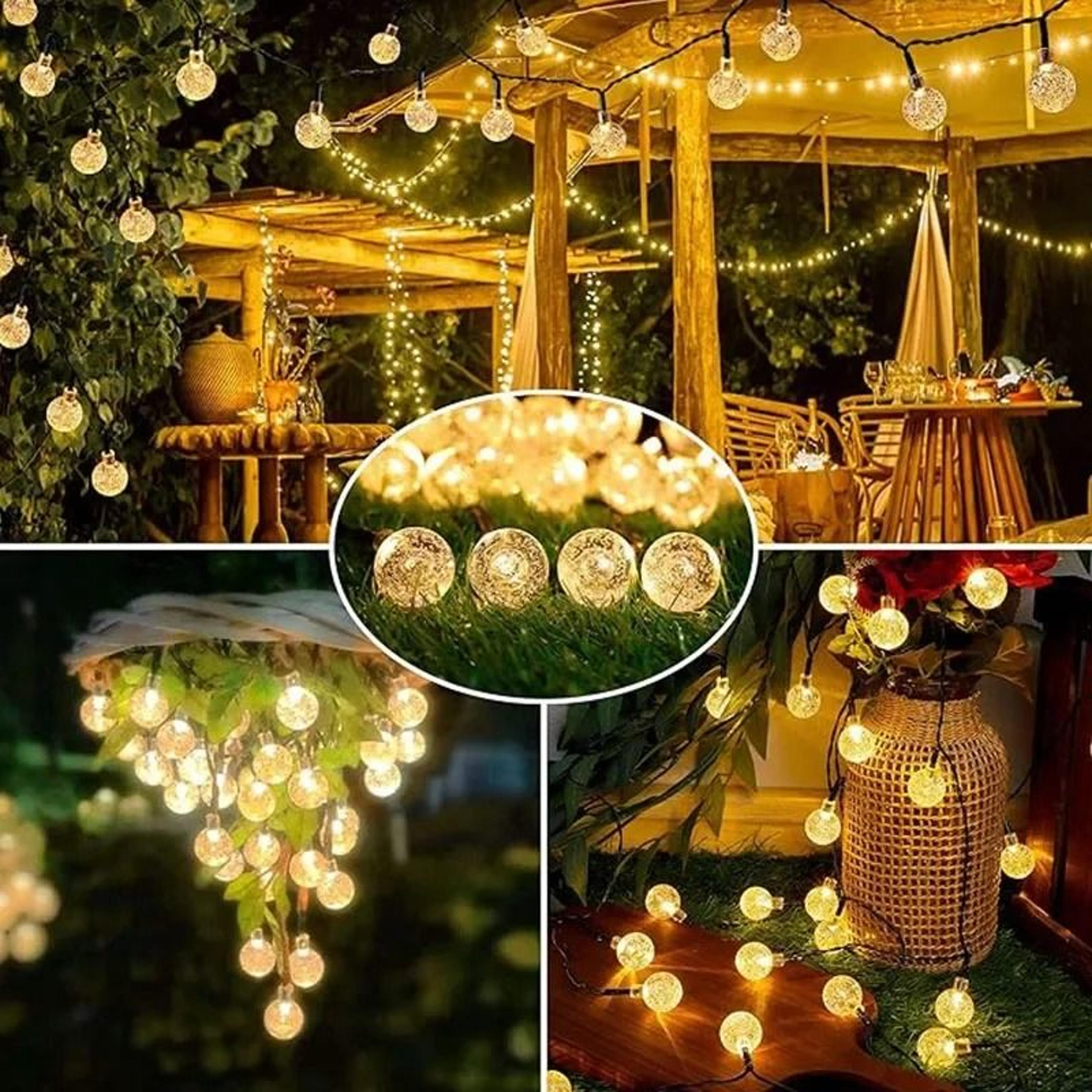 Solar Outdoor Crystal Globe LED String Lights 6
