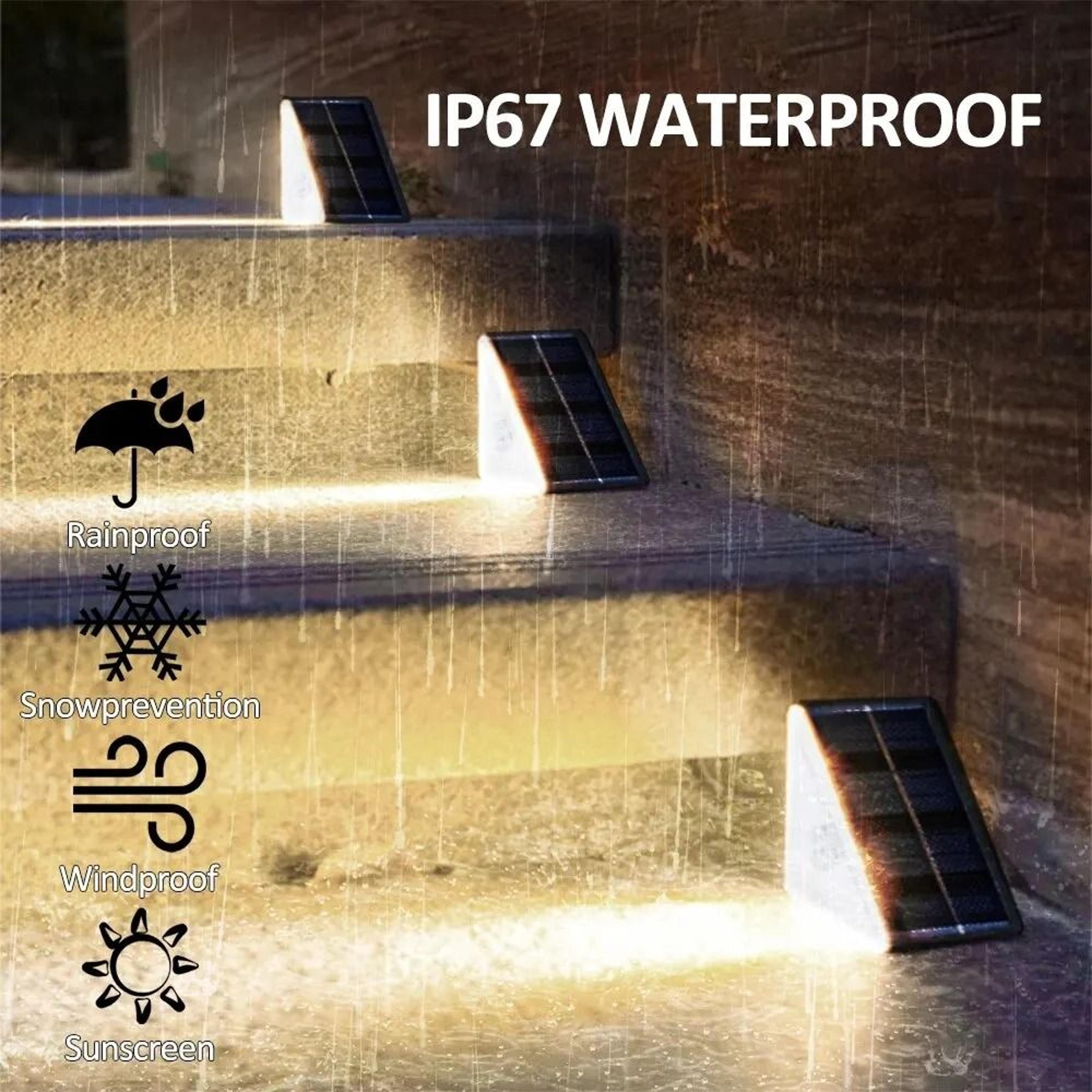 Outdoor Solar Deck  Step Lights Warm White  Dual RGB 3