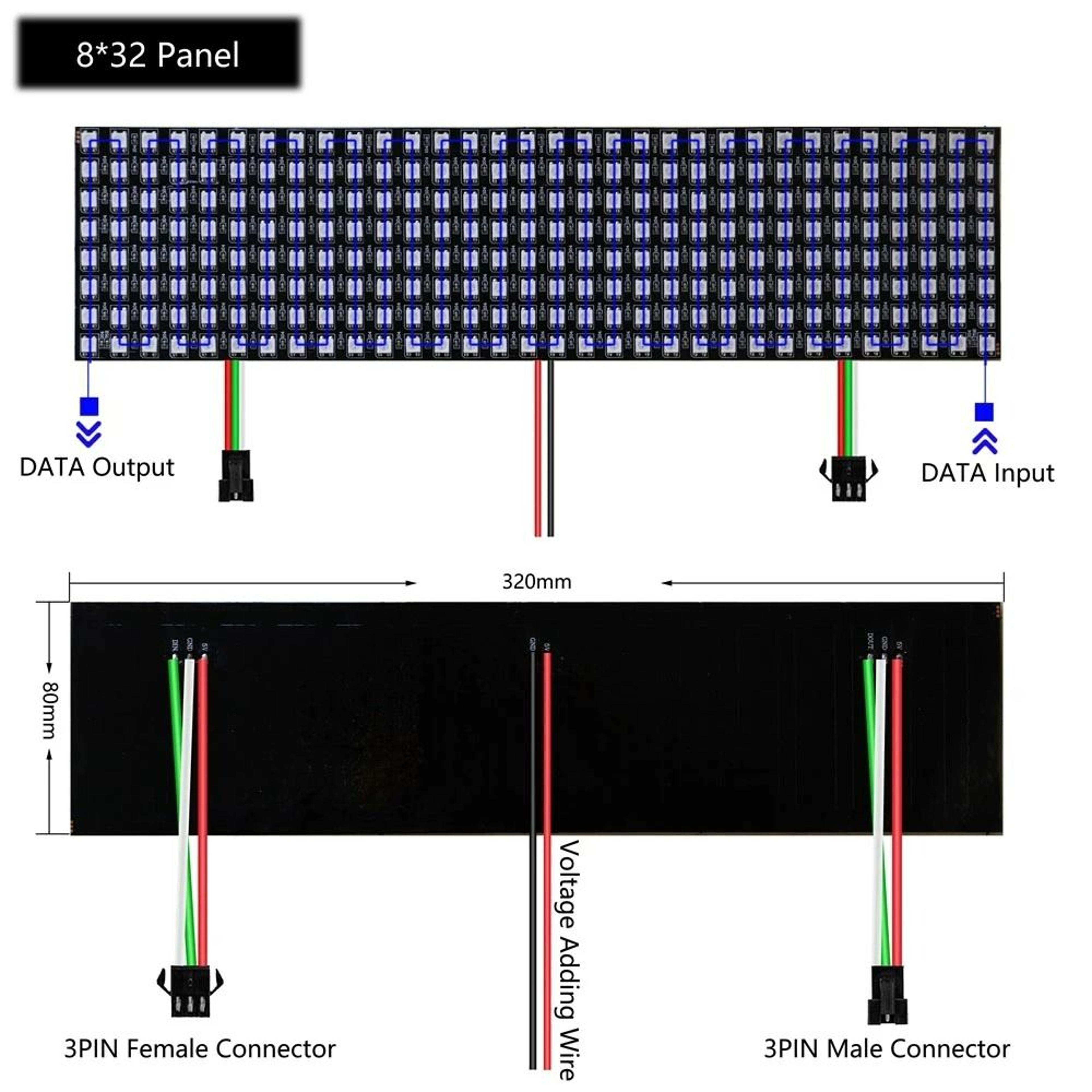 WS2812B RGB Individually Addressable Flexible LED Matrix Panel 5V 4