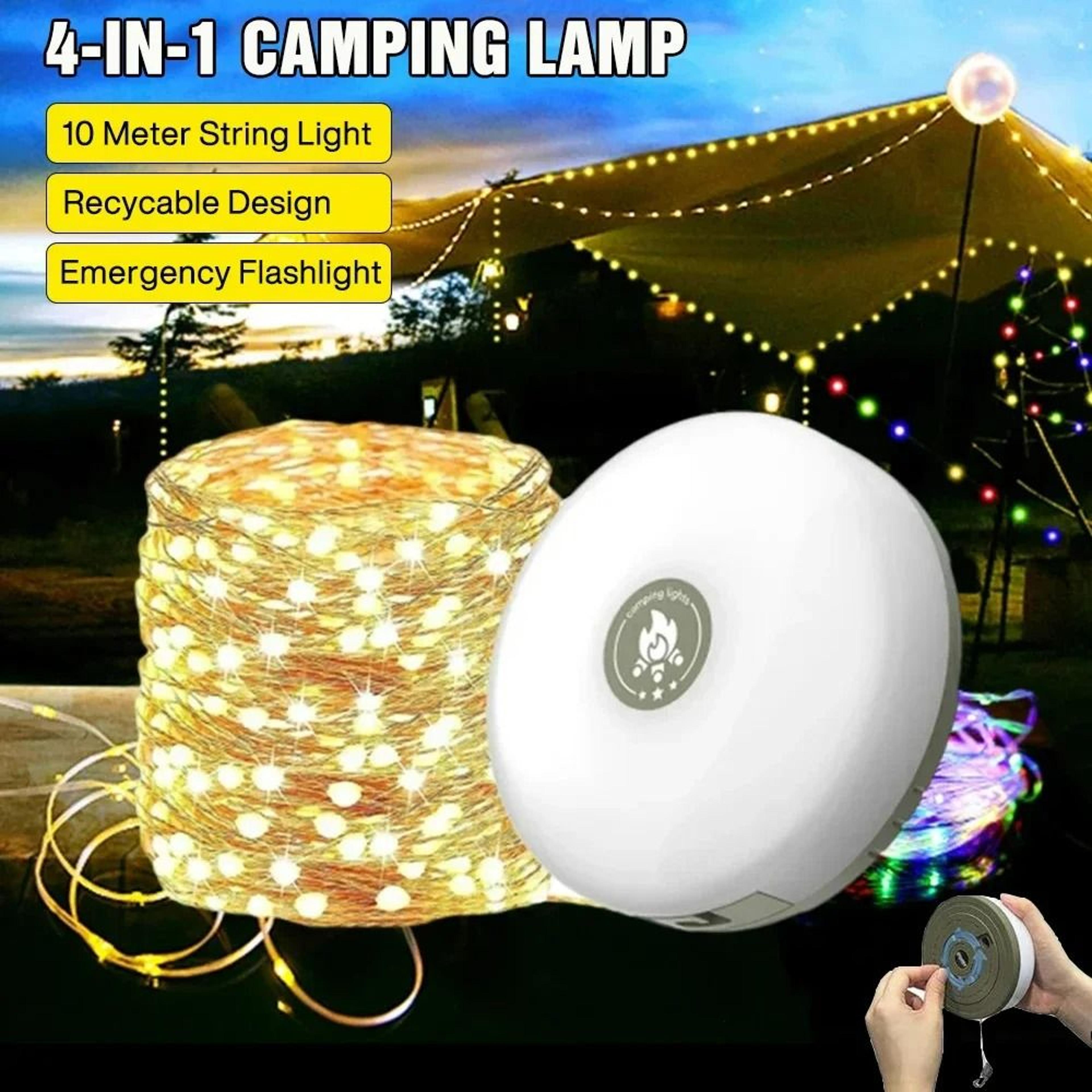 4in1 Retractable LED Reel Camping String Light  Lantern 1