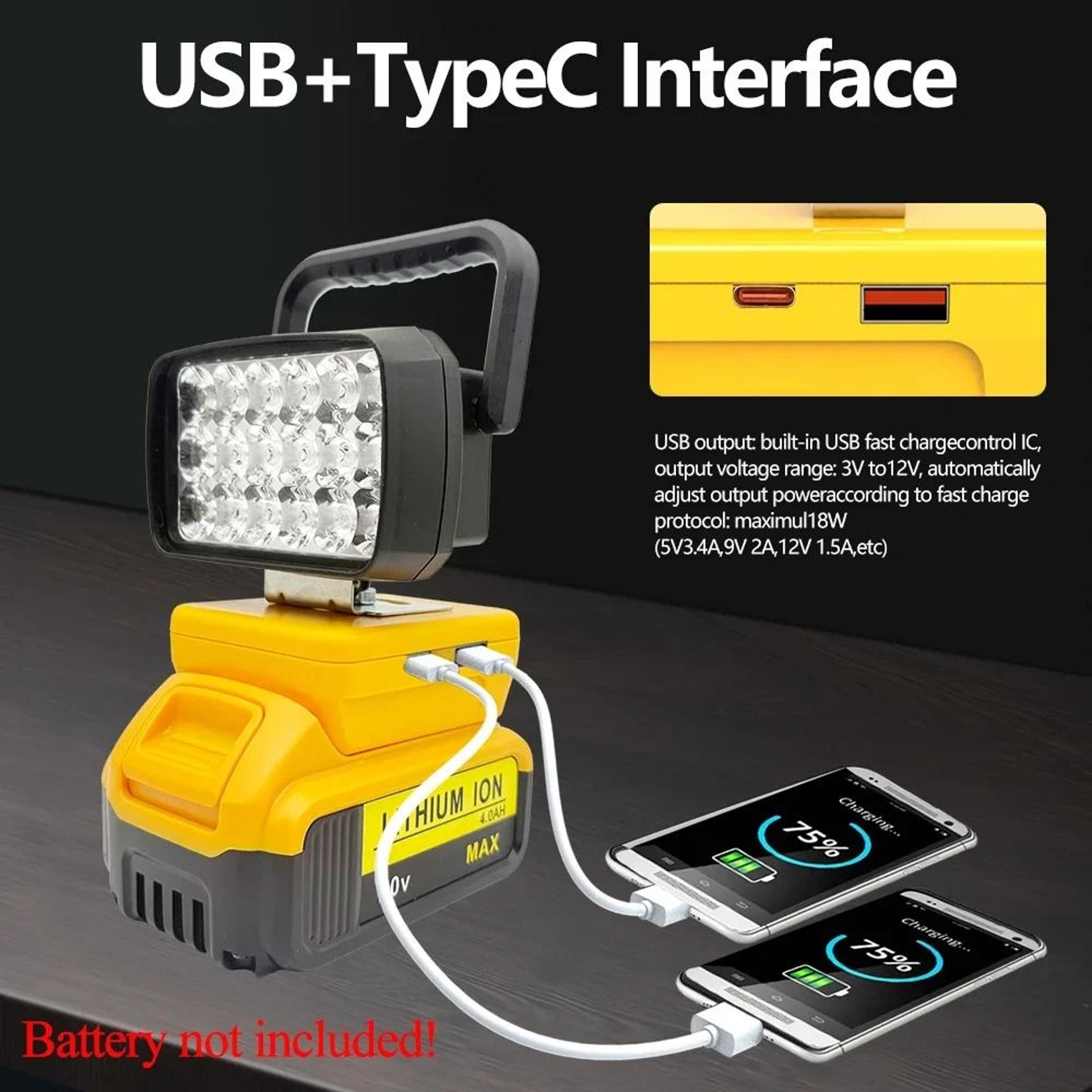 18LED Cordless Handheld Spotlight  Work Light Fits 18V20V Power Tool Batteries 1