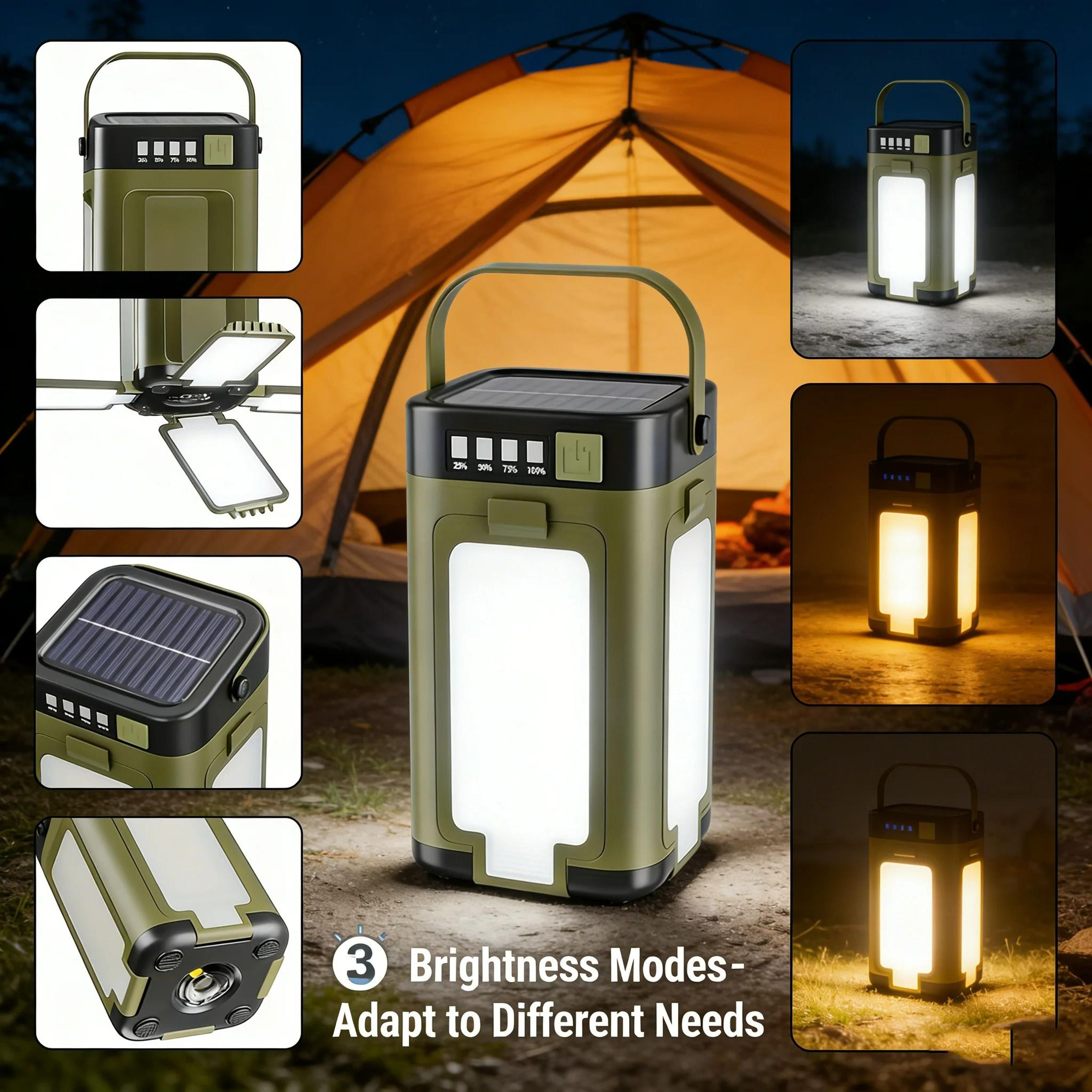 Solar Camping Light  2000mAh USB Rechargeable Portable Lantern 4
