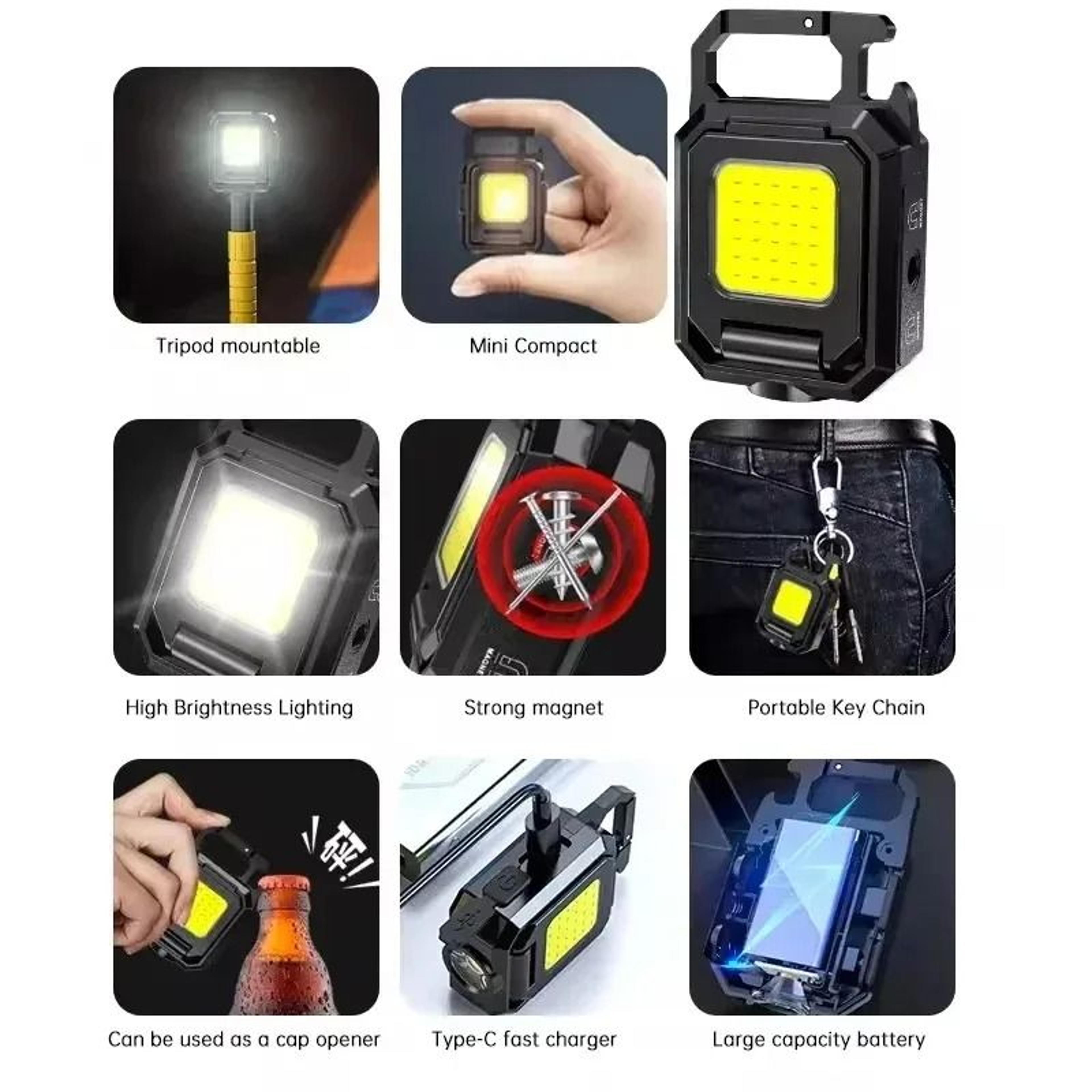 Mini COB Keychain Light With 90 Foldable Side Lights 7