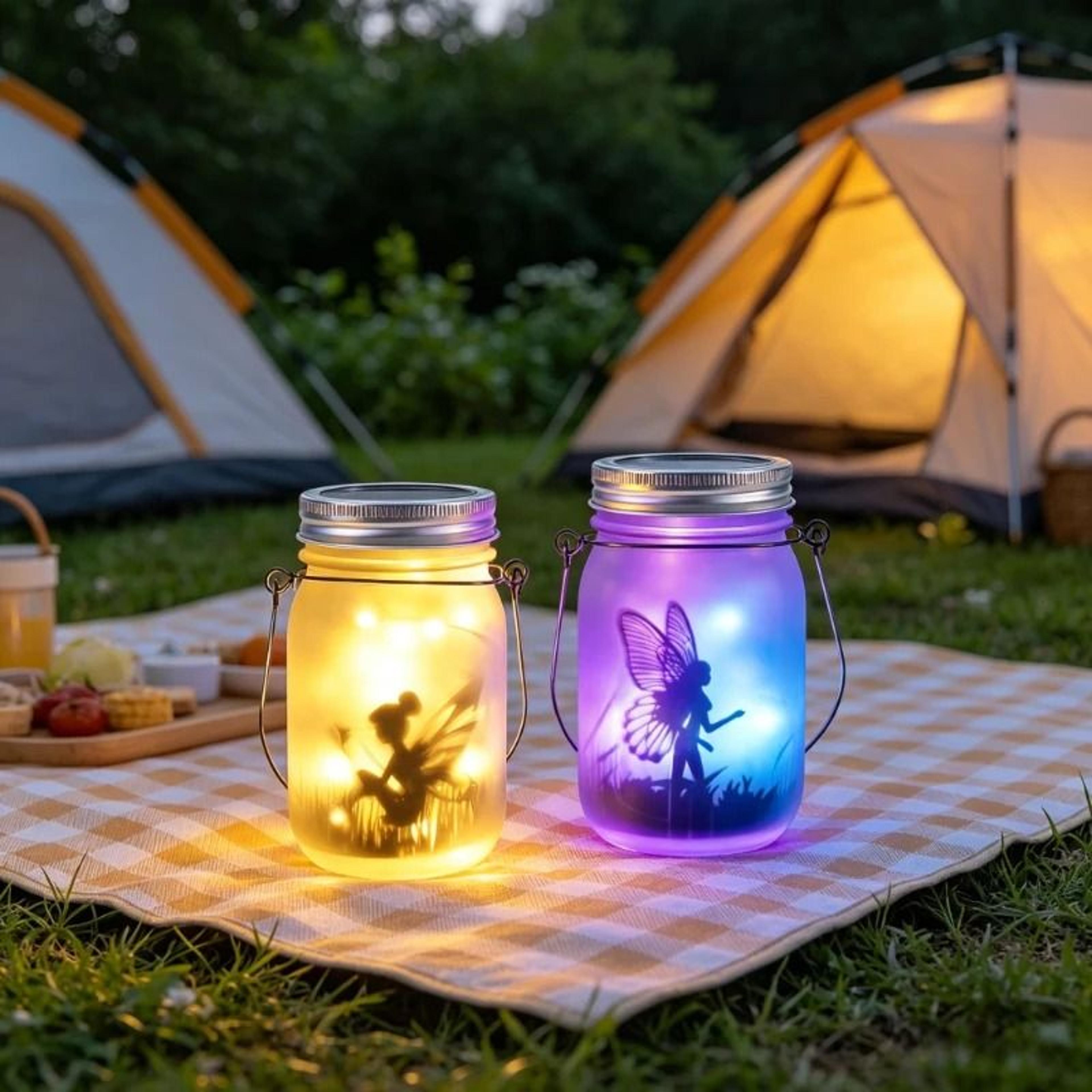Solar Mason Jar Lid String Lights  Waterproof Fairy Firefly Lid Inserts 4