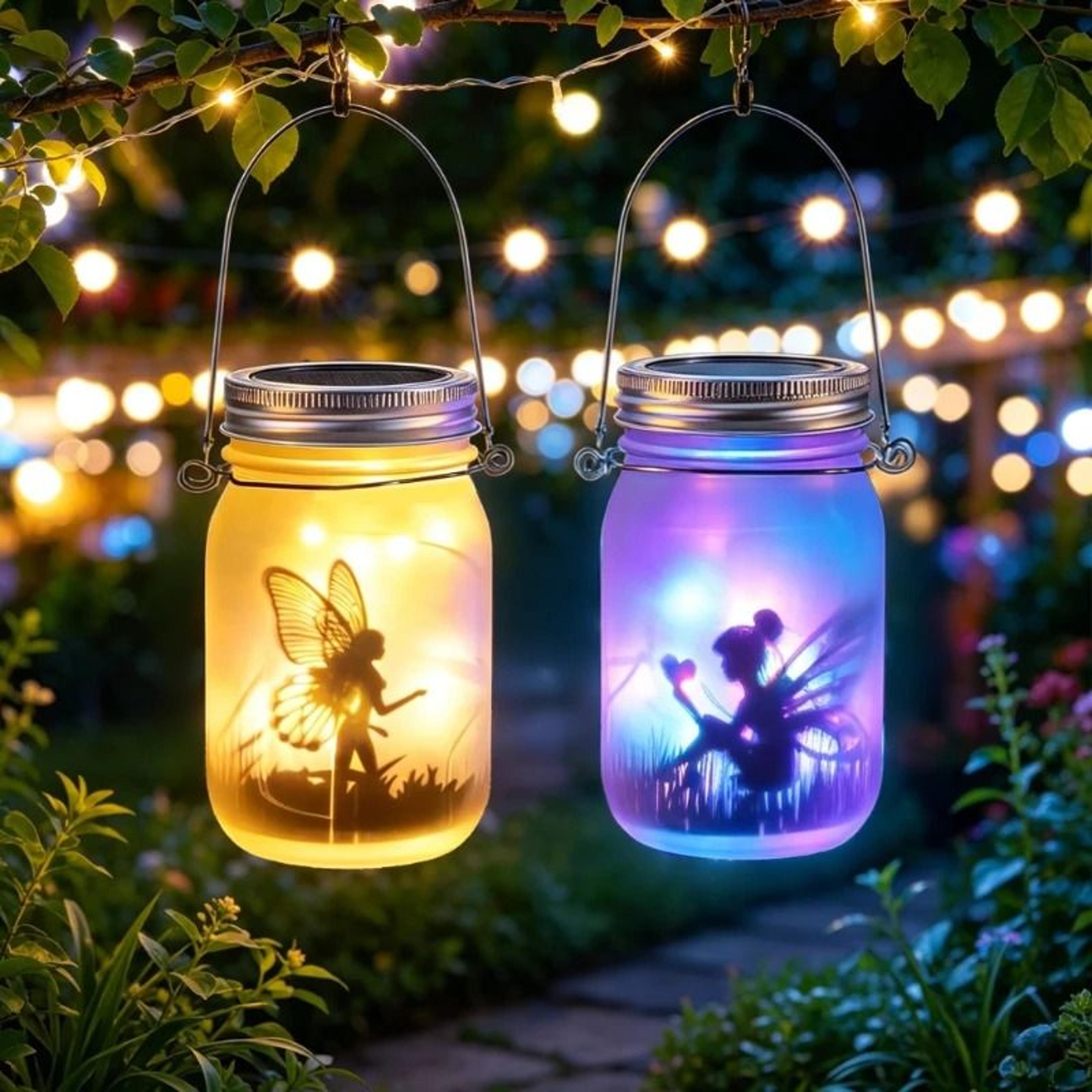 Solar Mason Jar Lid String Lights  Waterproof Fairy Firefly Lid Inserts 2