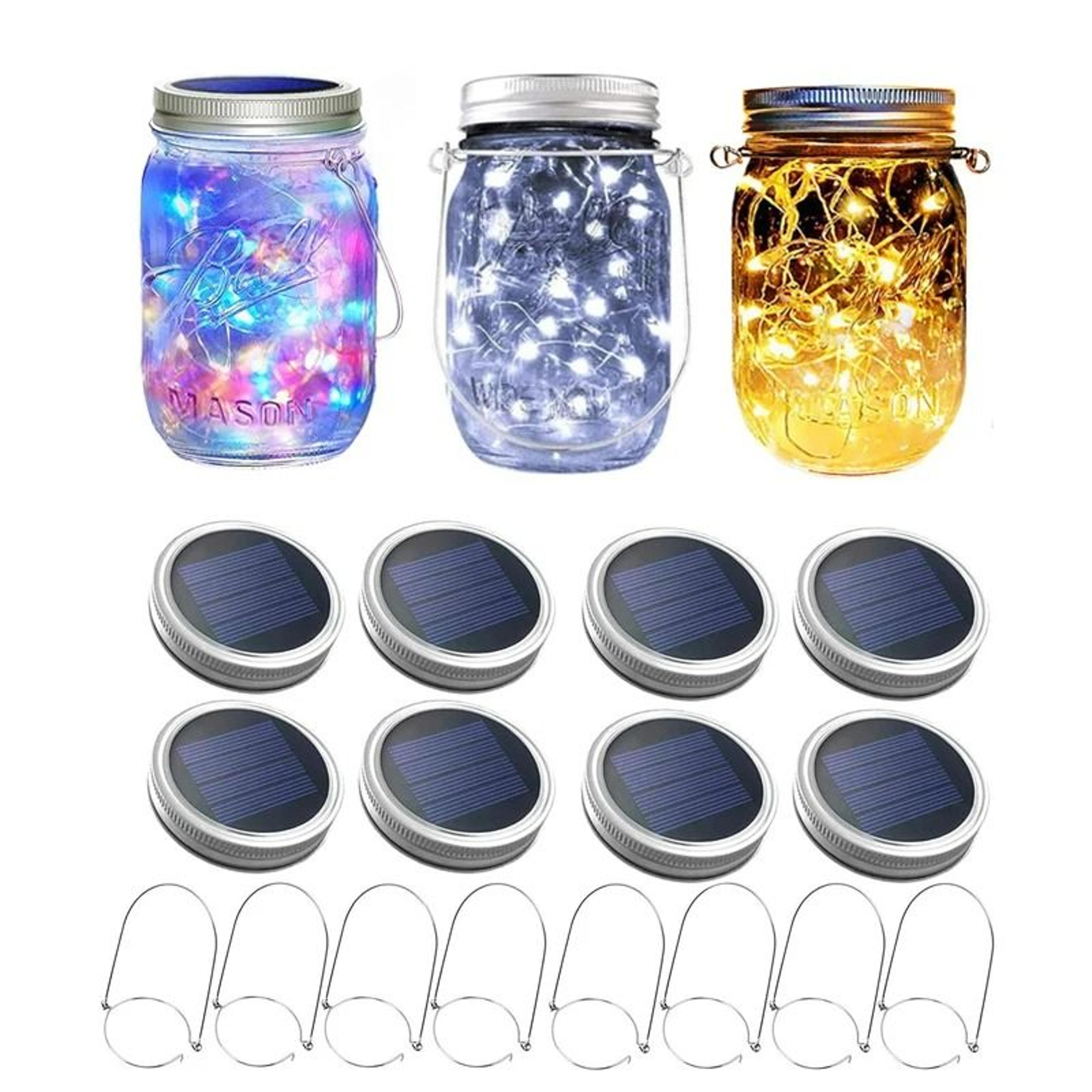 Solar Mason Jar Lid String Lights With Hanging Handles 0