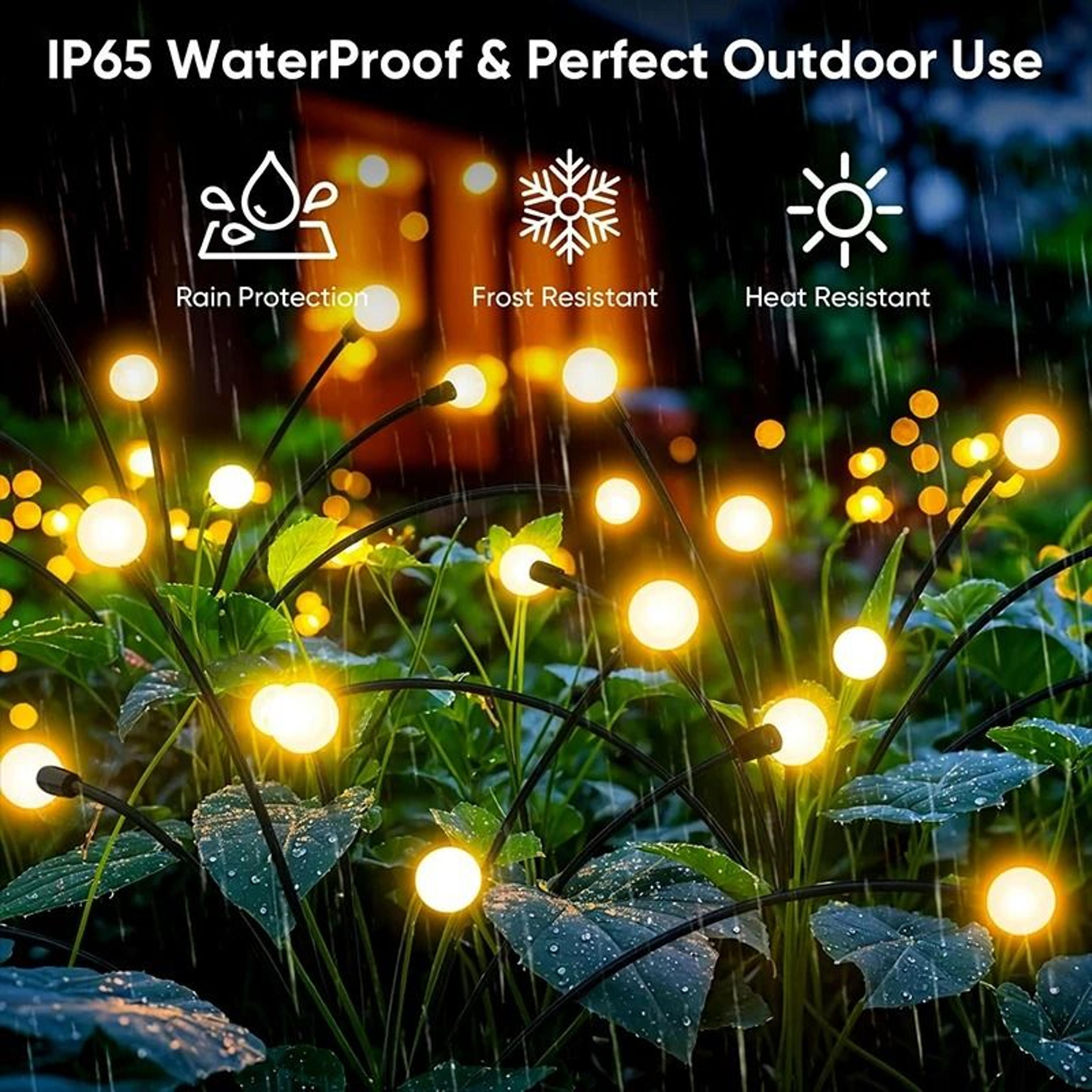 Outdoor LED Solar Firefly Sway Lights  Garden Pathway Decor Stake 3