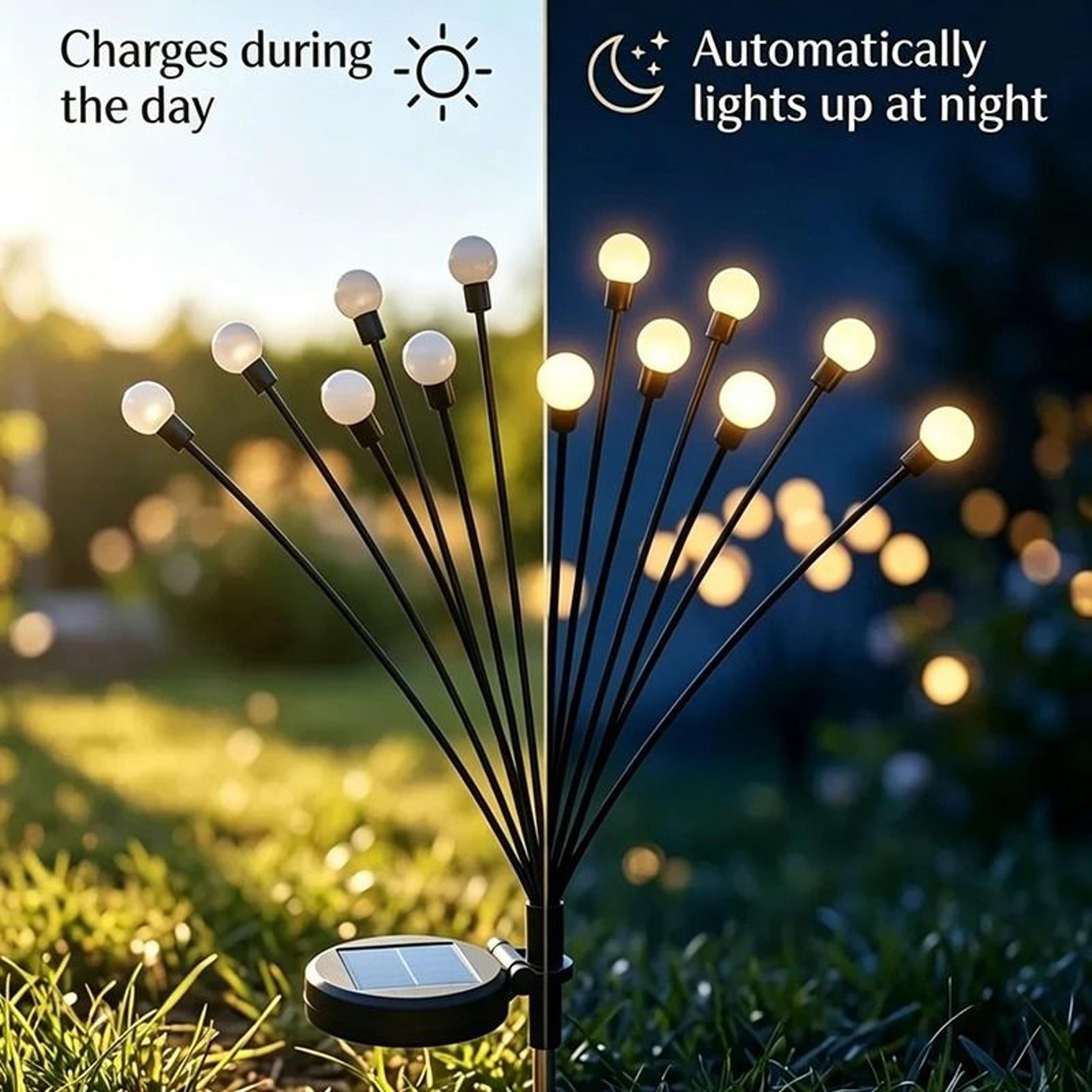 Outdoor LED Solar Firefly Sway Lights  Garden Pathway Decor Stake 1