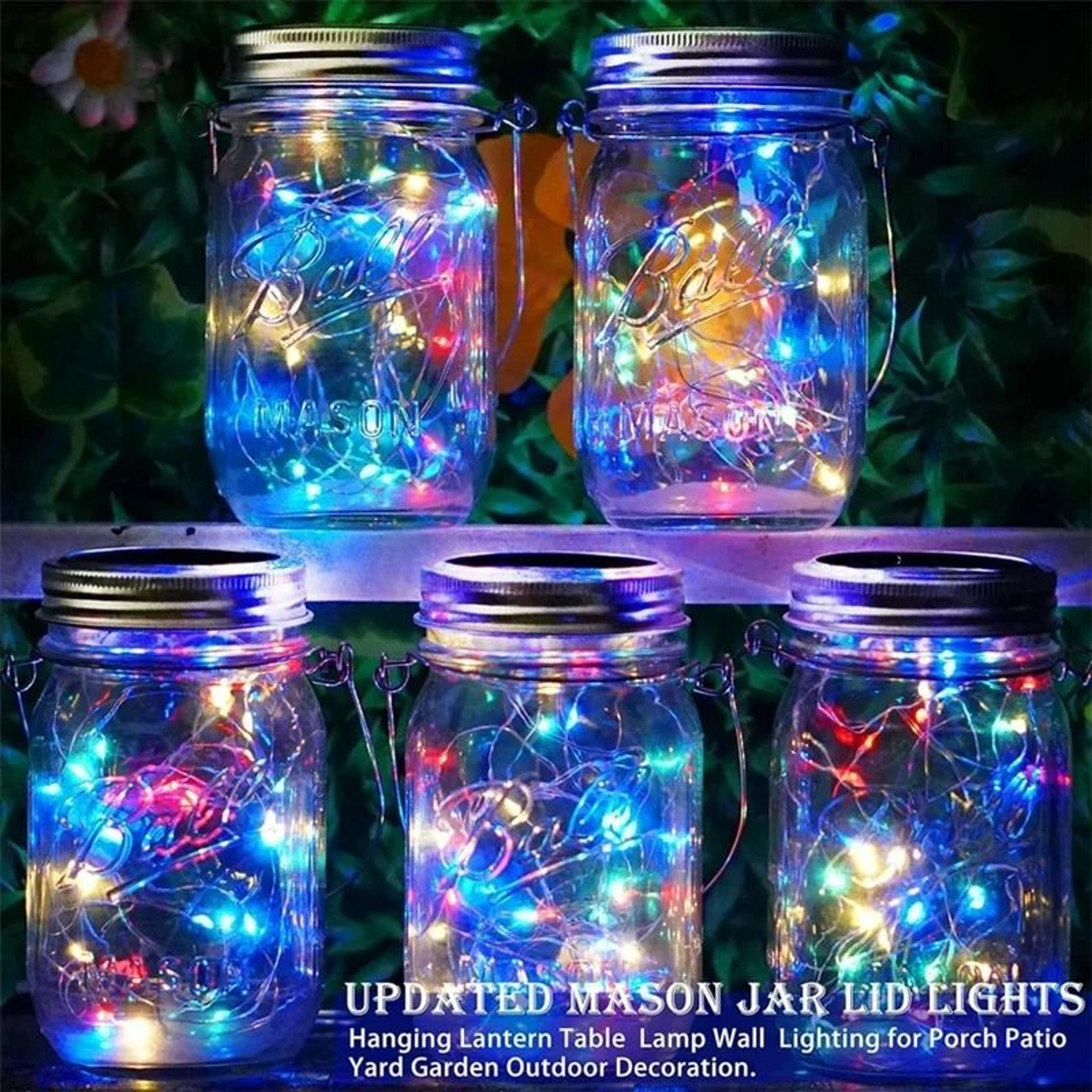 Solar Mason Jar Lid String Lights With Stainless Steel Handles 3