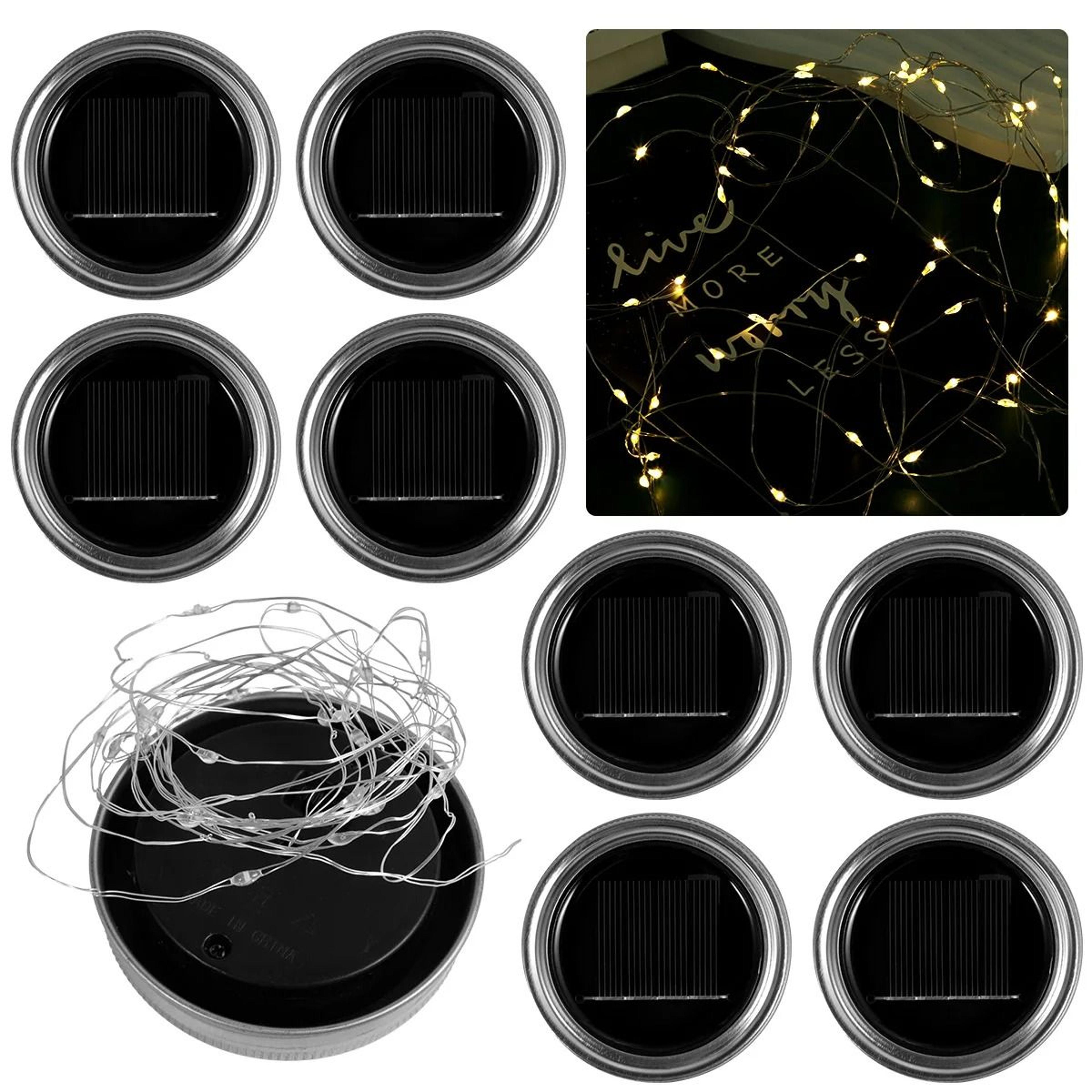 8Pack Solar Mason Jar Lid Replacement Tops With 30LED Fairy Lights 0