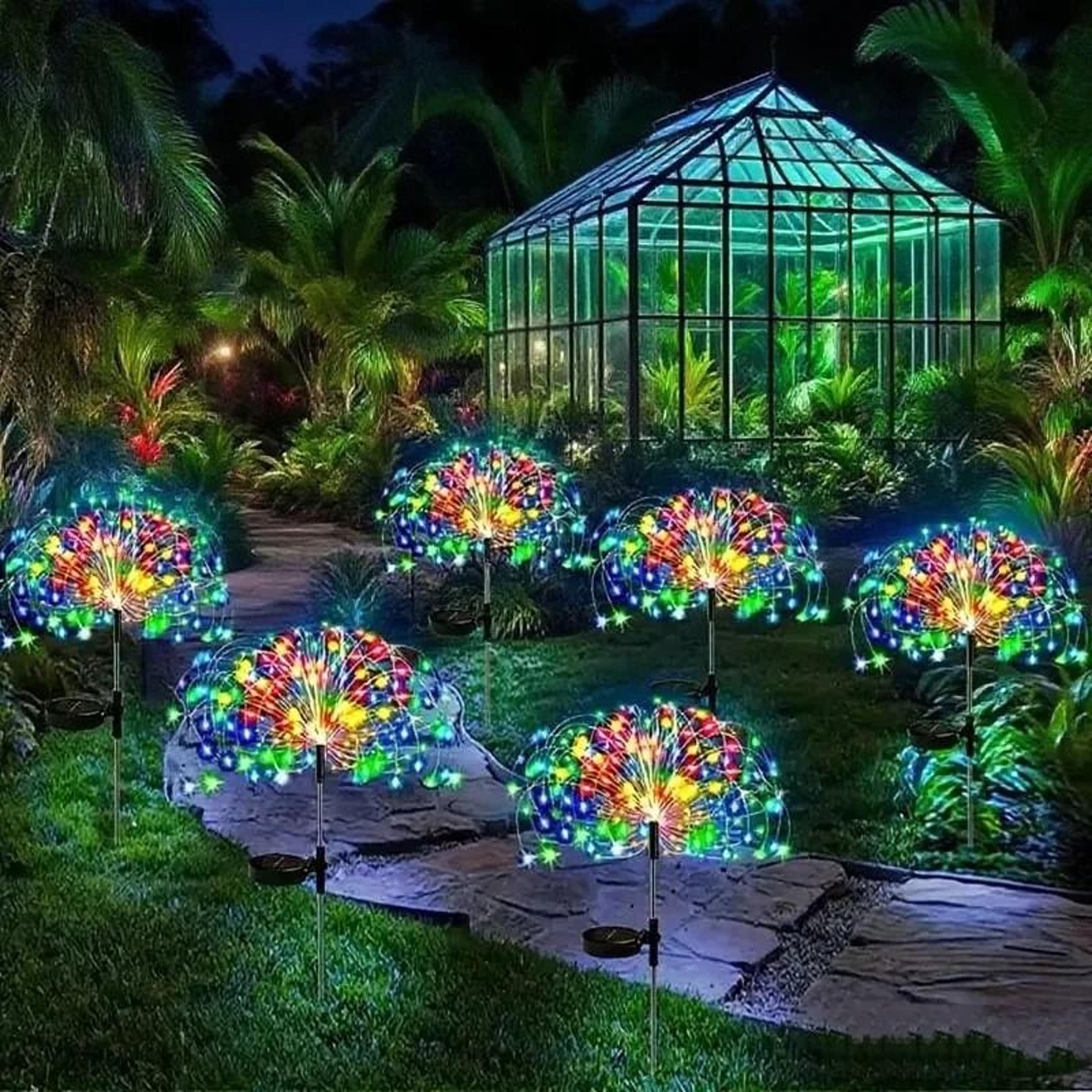 460-led rgb solar firework & fairy lights outdoor courtyard decor