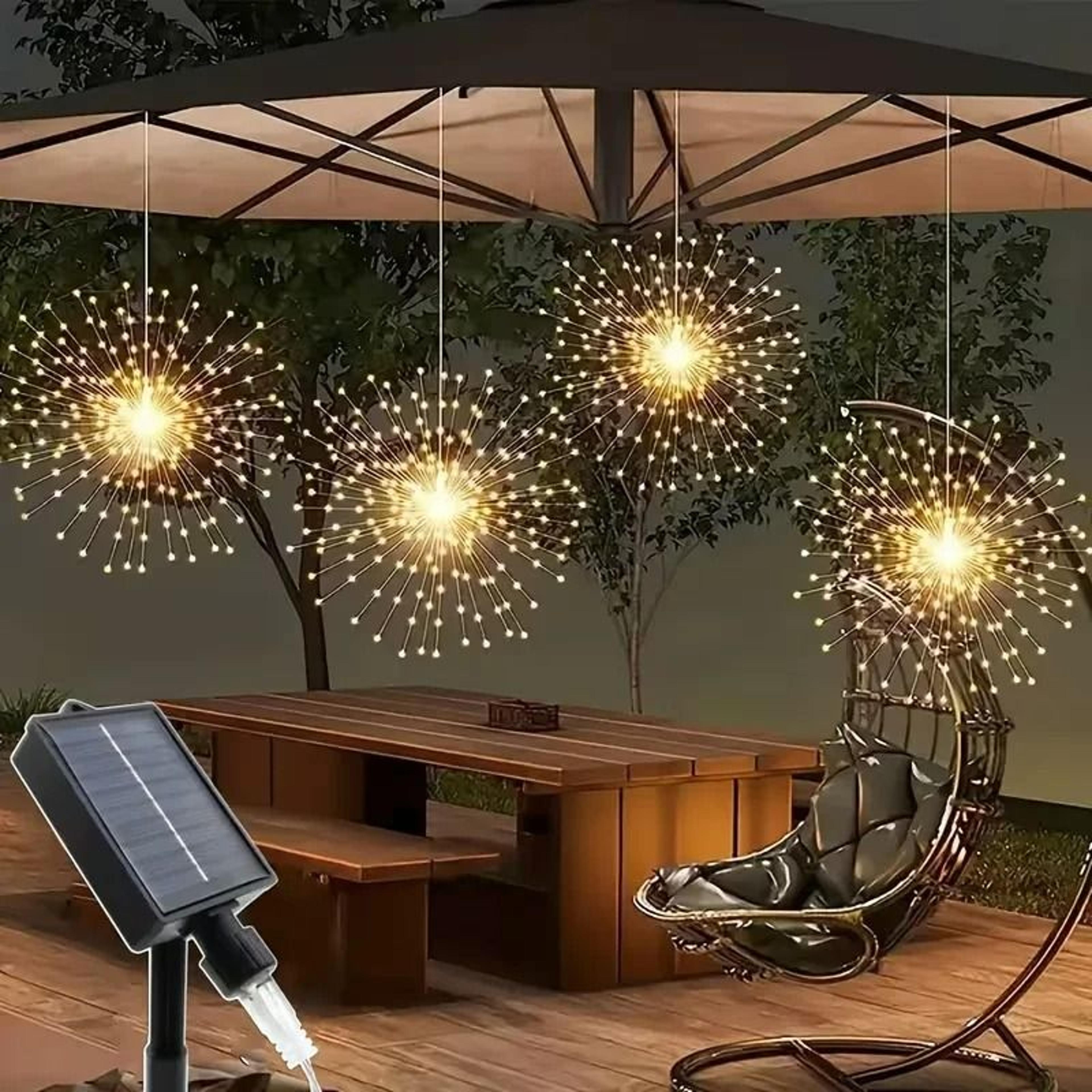 solar hanging firework lights 8-mode outdoor starburst decoration (5-head multi-branch)