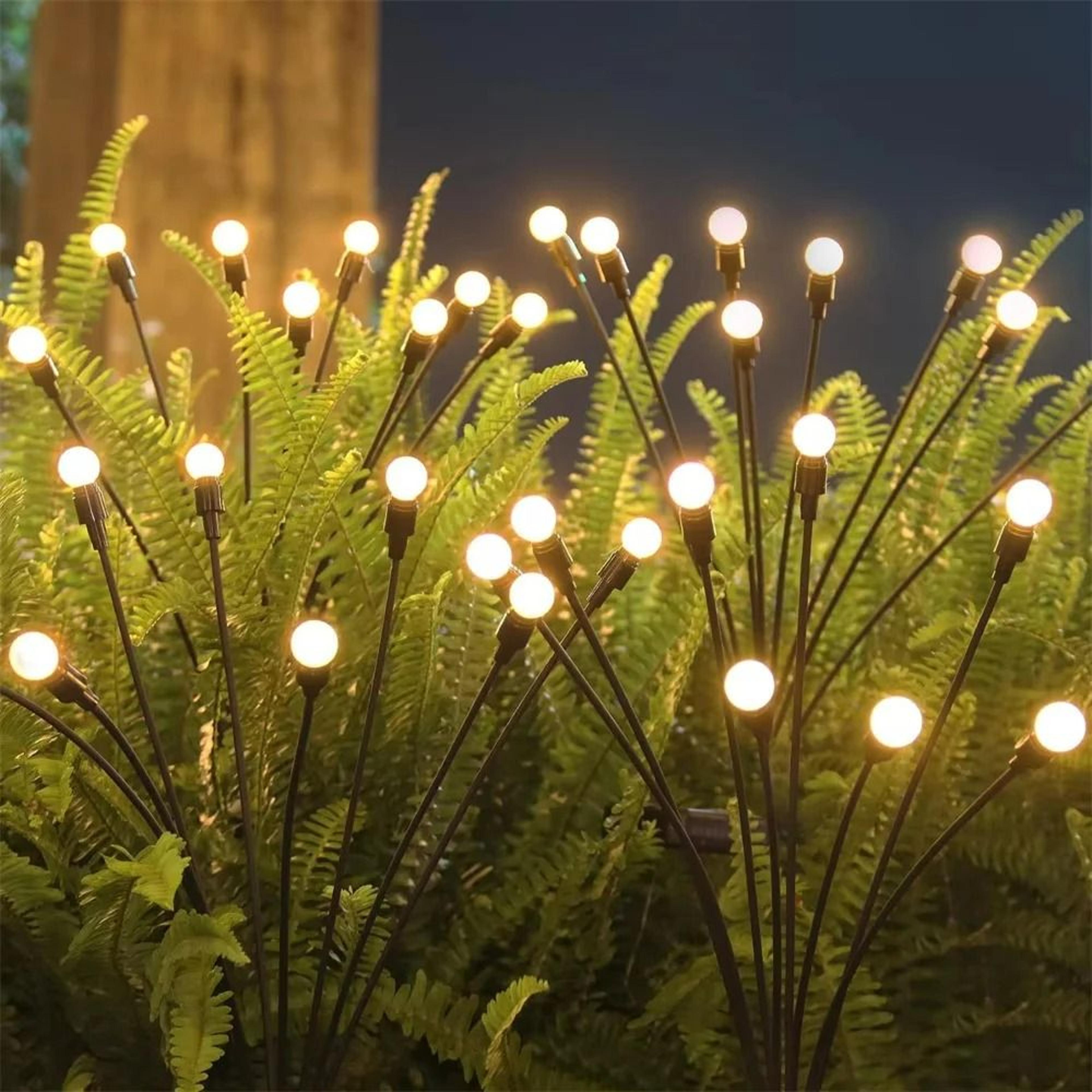 outdoor waterproof solar swaying firefly pathway lights