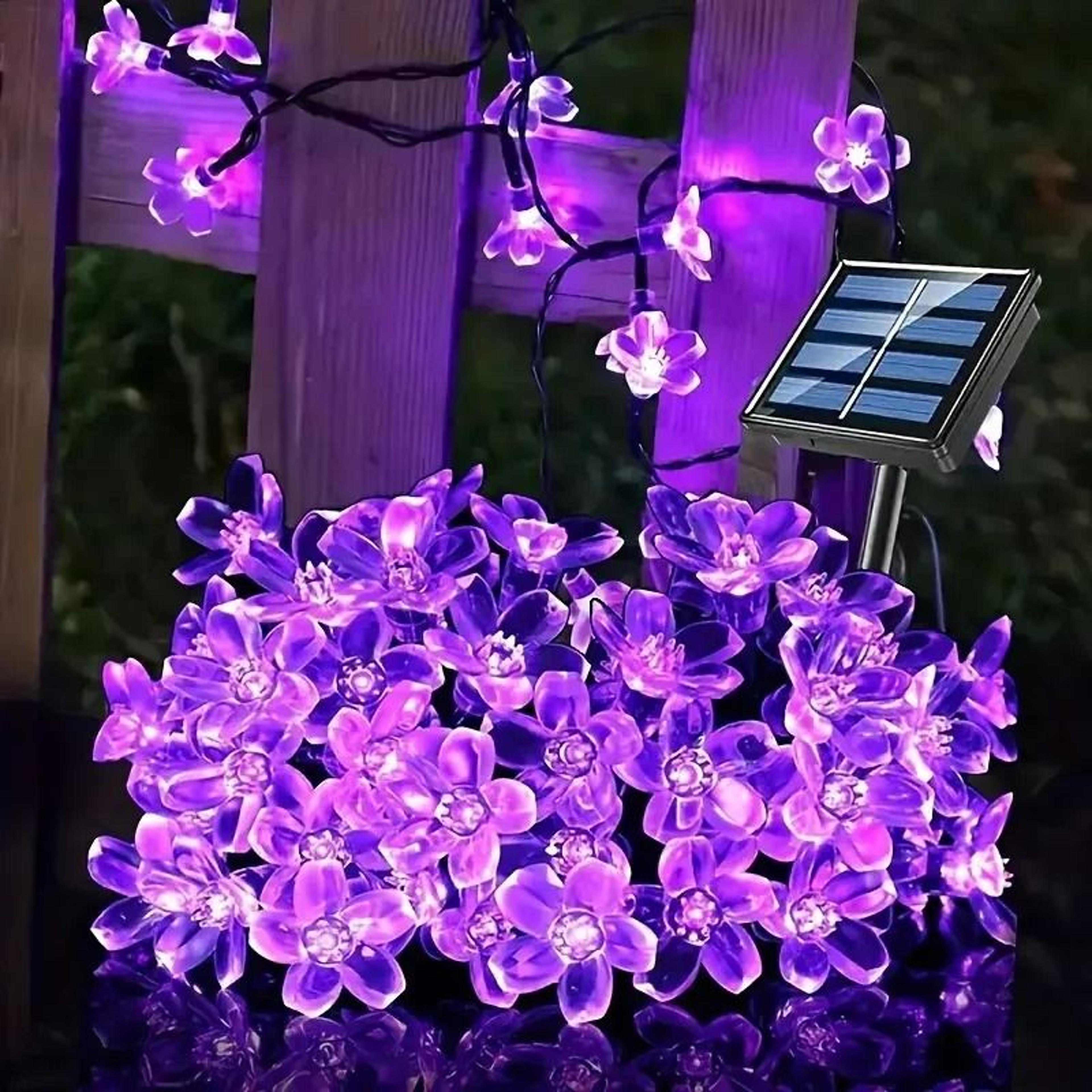 solar cherry blossom fairy string lights outdoor waterproof