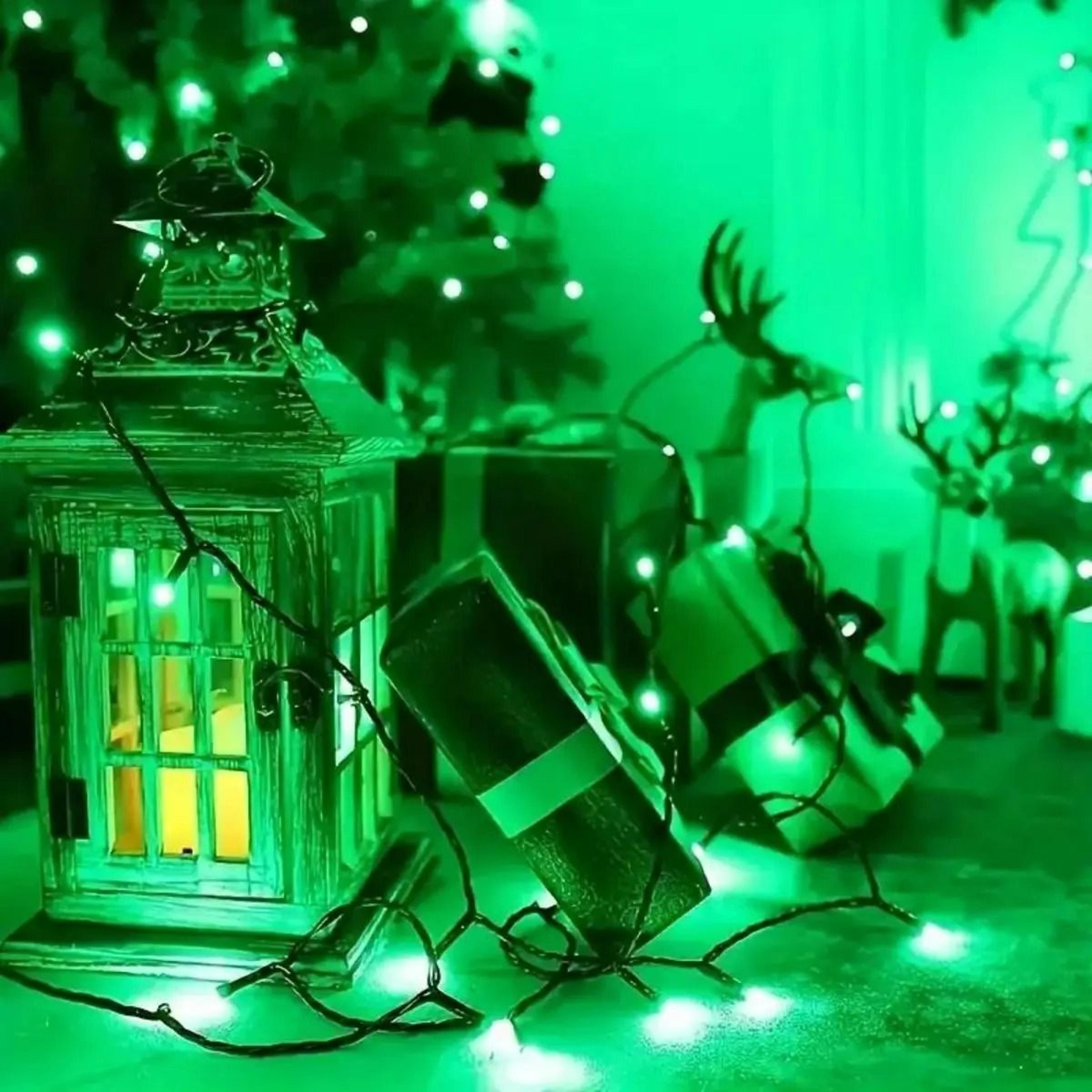 Solar Outdoor Green String Garland Lights 3