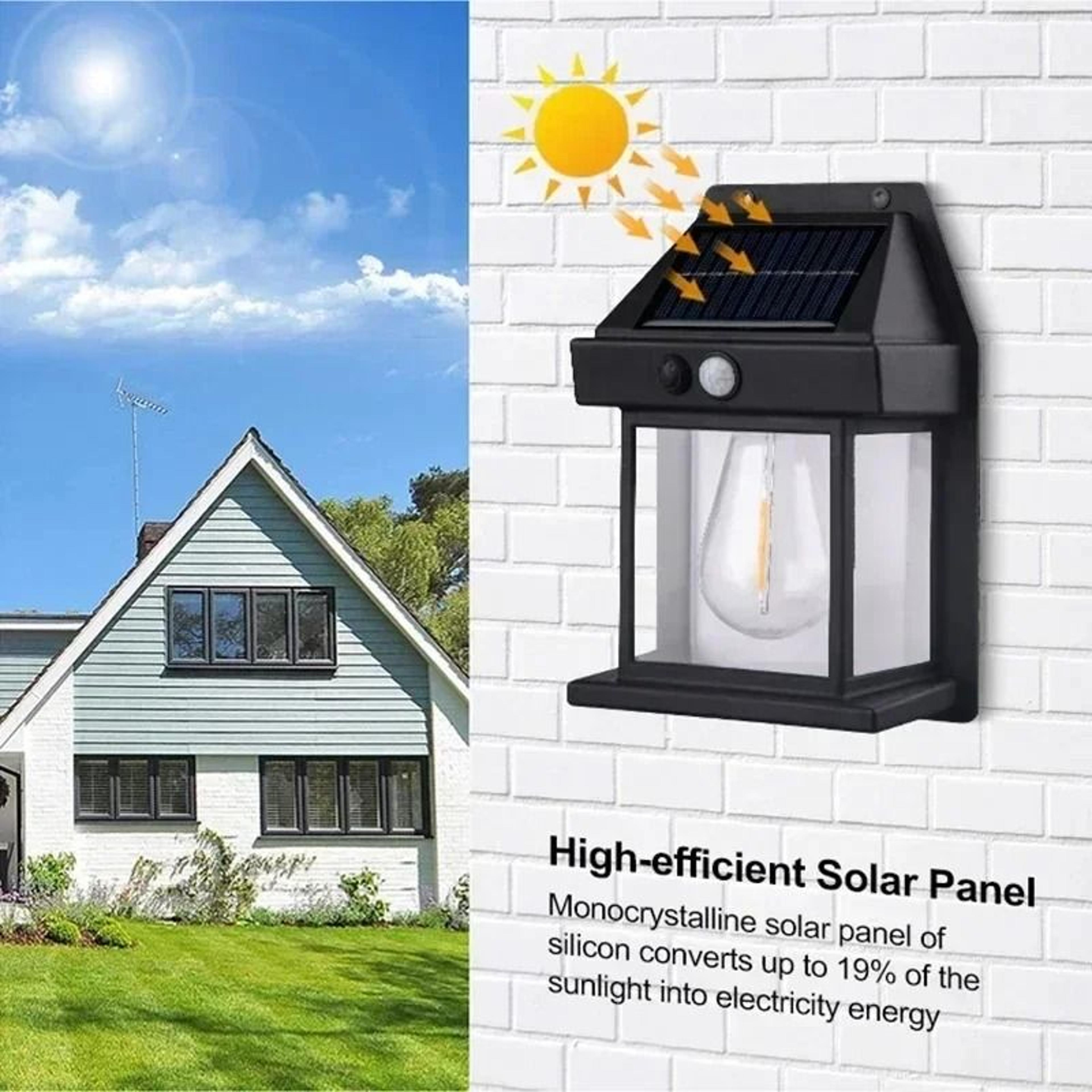 Solar Motion Sensor Tungsten Wall Lantern 1