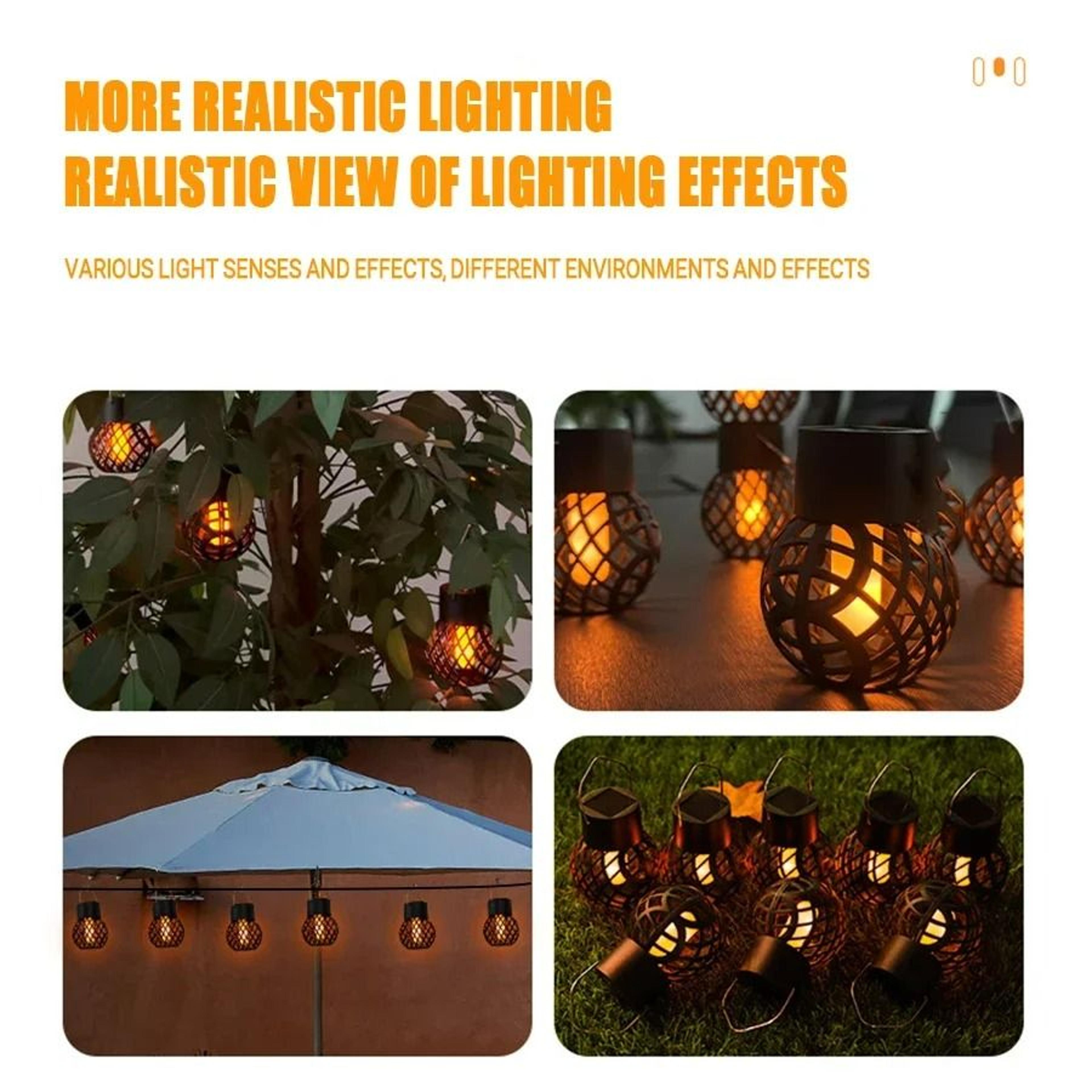 Solar Outdoor Flame Effect Hanging Lantern 2