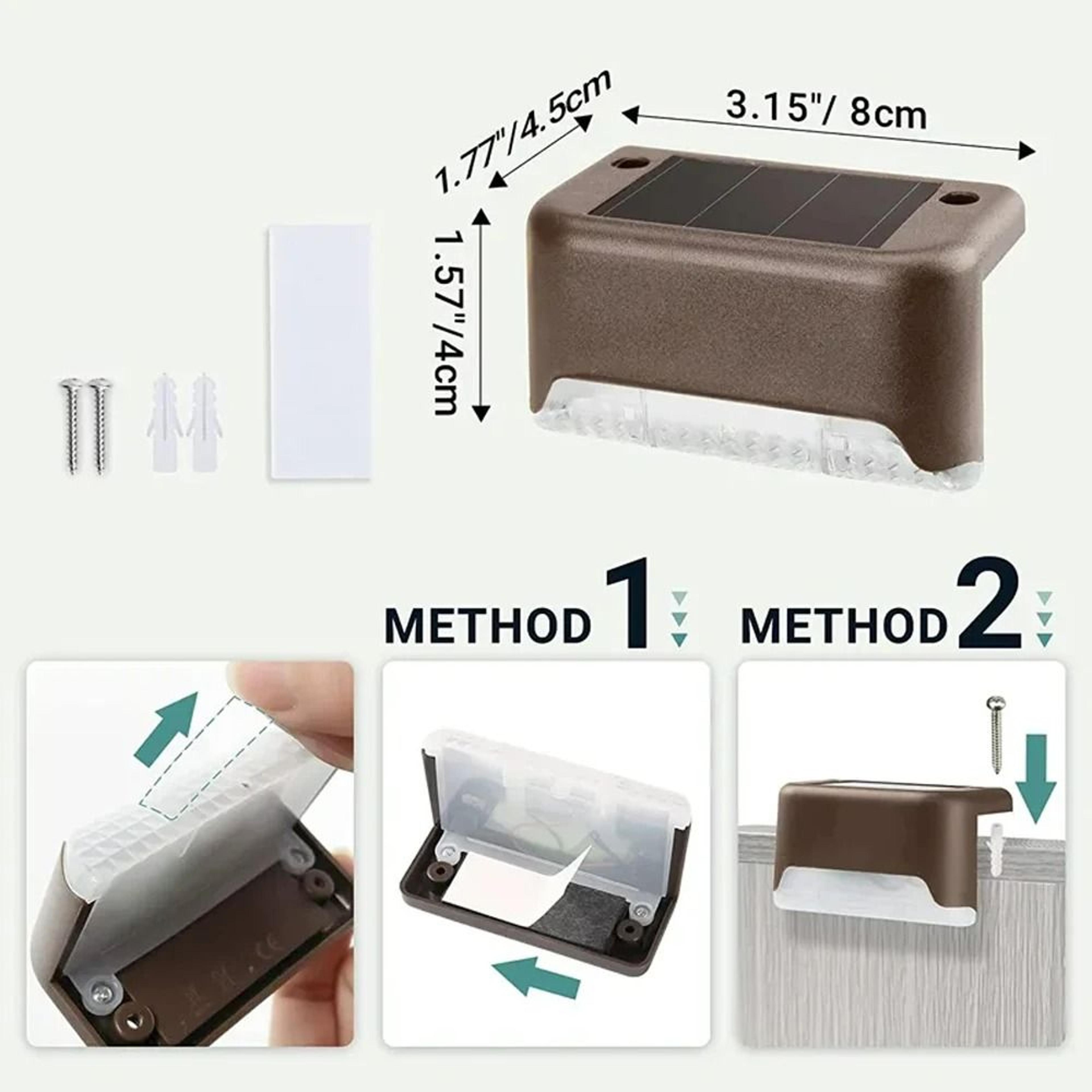 Solar Warm White LED Outdoor Step  Fence Light 4Pack 5
