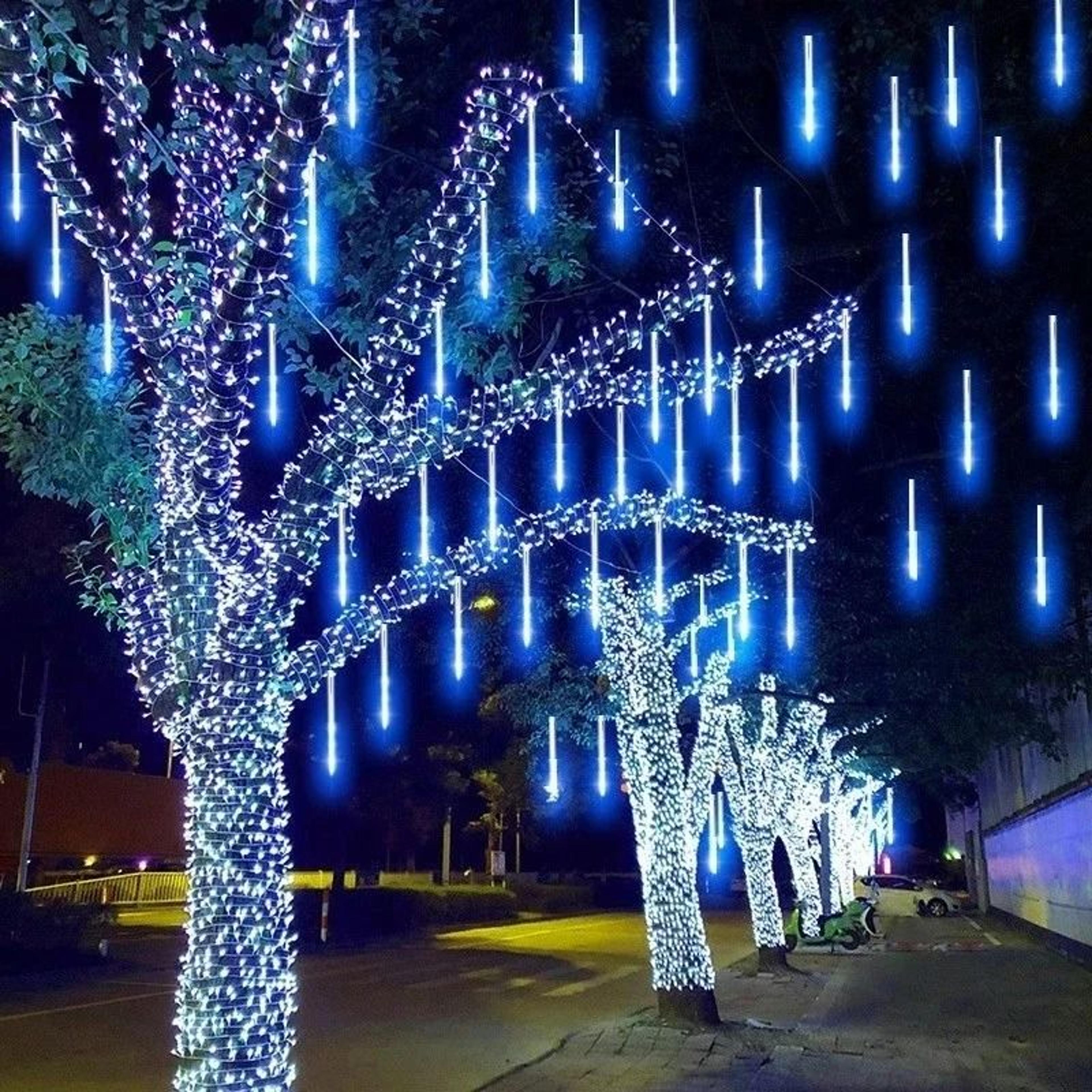 Solar Meteor Shower Rain String Lights 8Tube Set 3