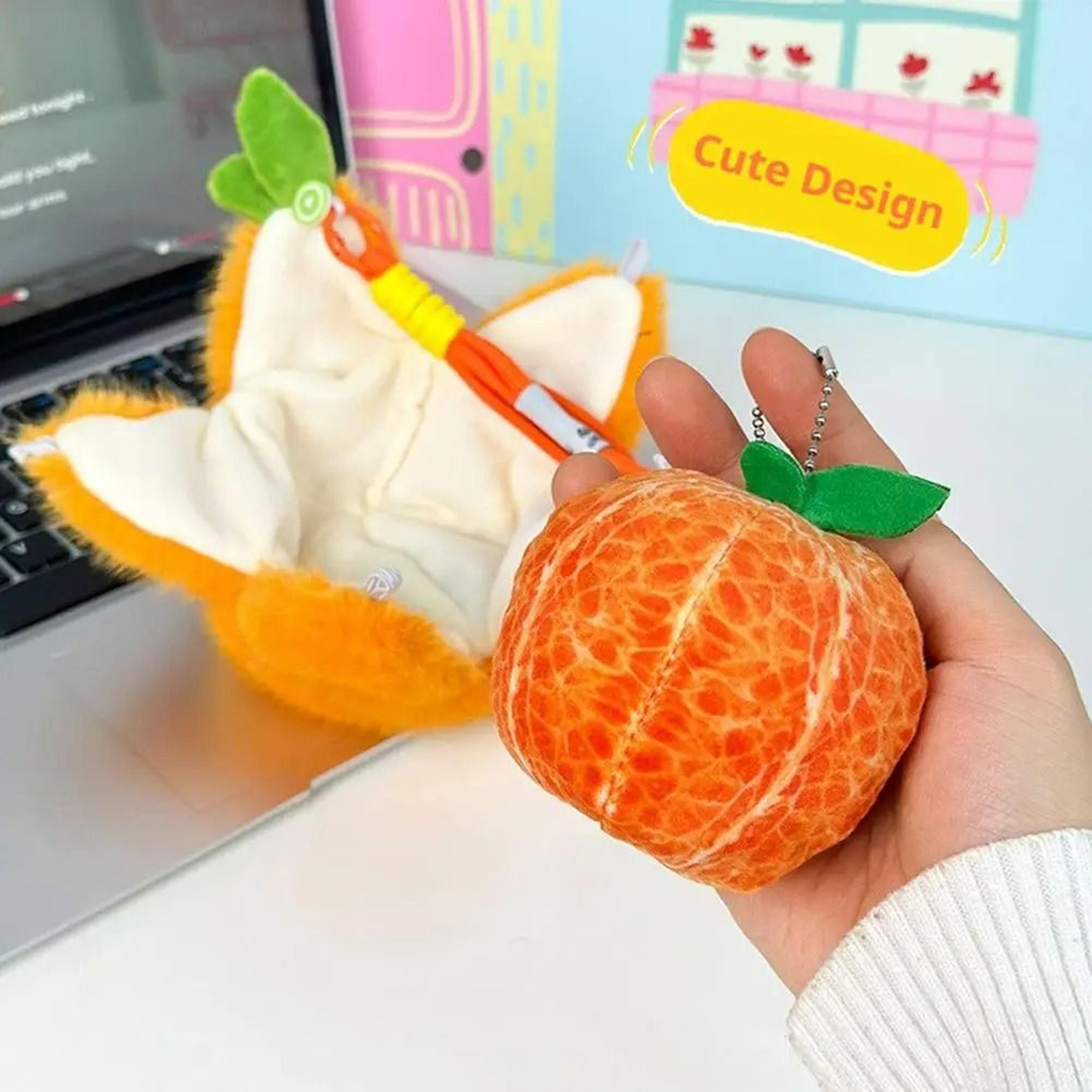 Peelable Orange Plush Keychain Backpack Pendant 0