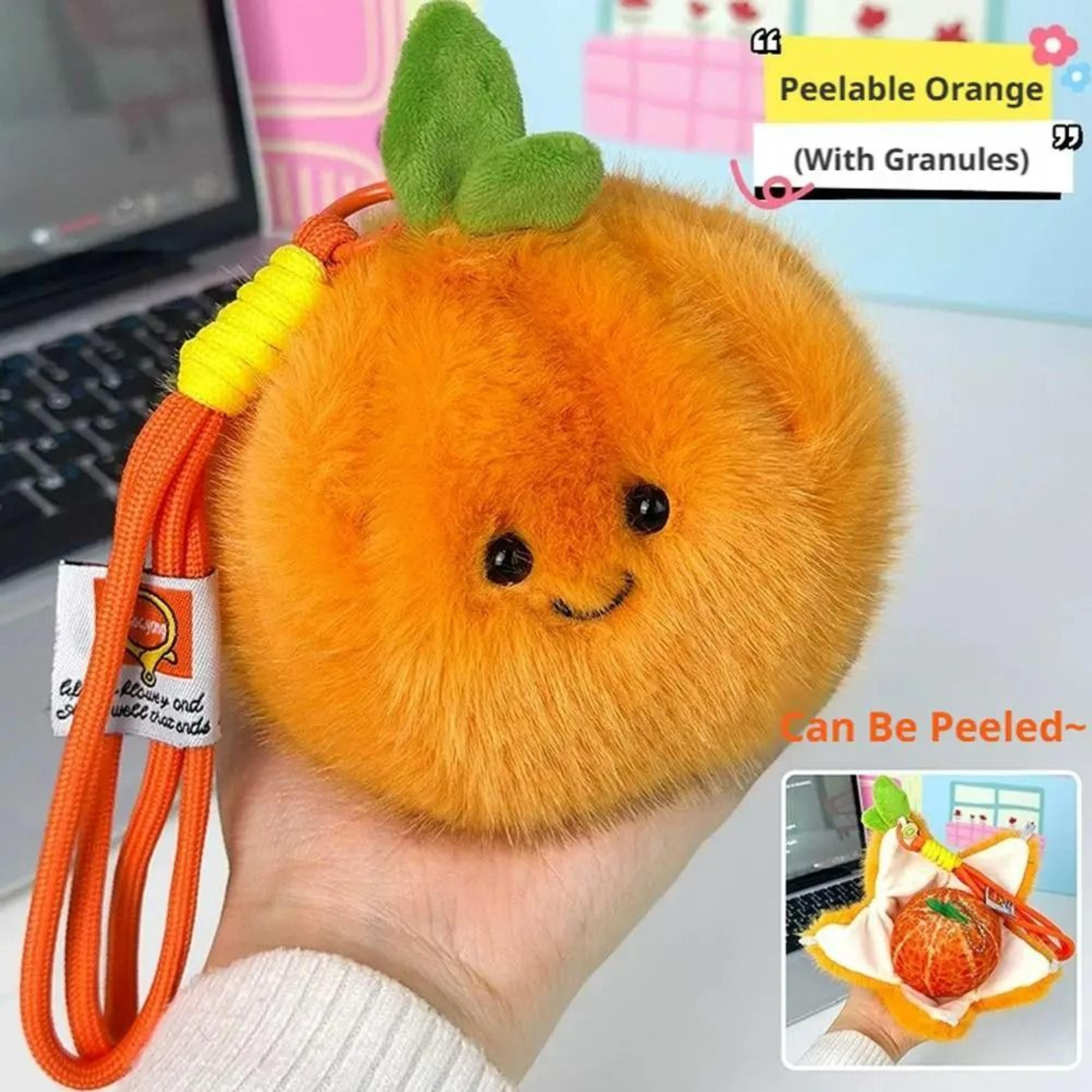 Peelable Orange Plush Keychain Backpack Pendant 1