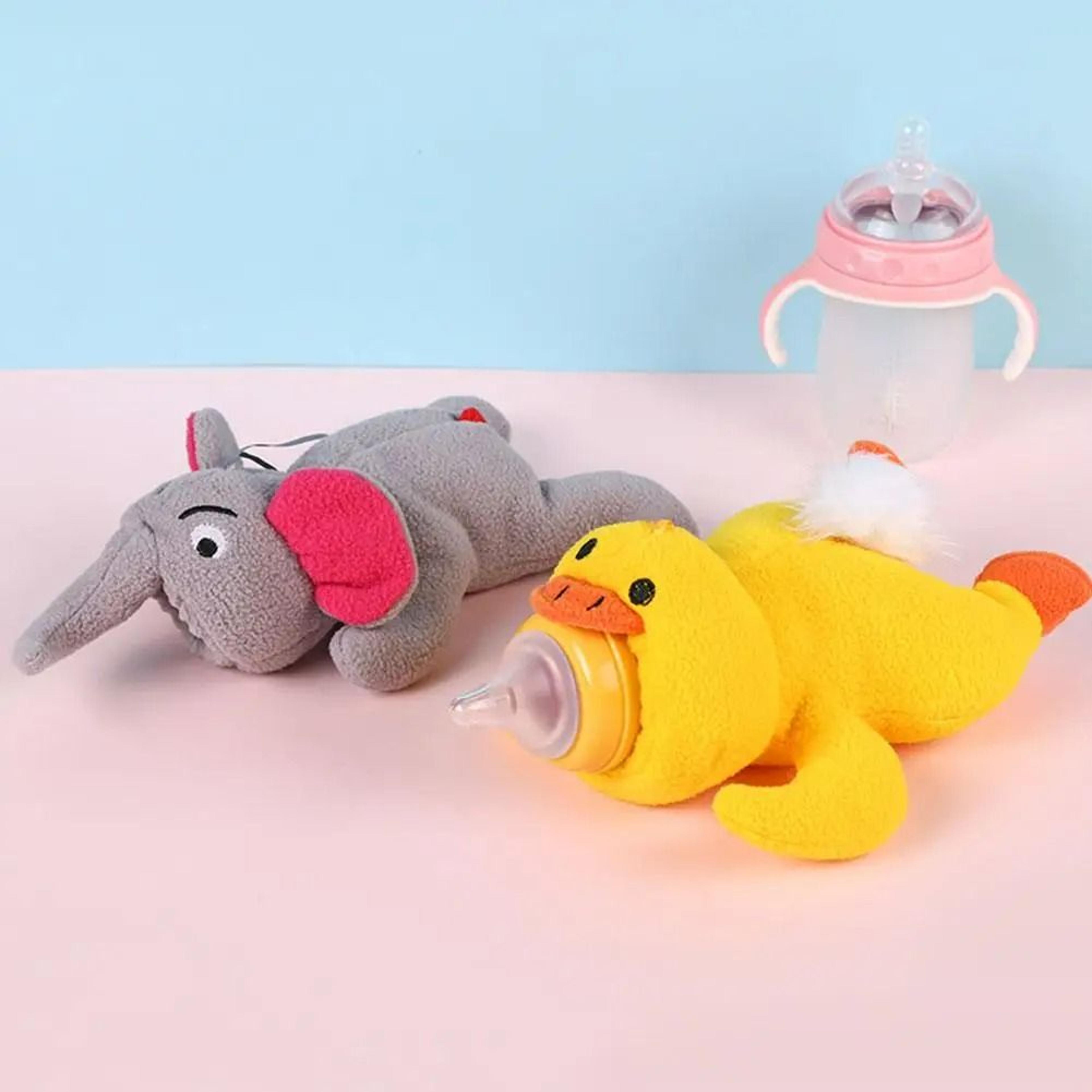 kawaii plush animal baby feeding bottle warming holder cover