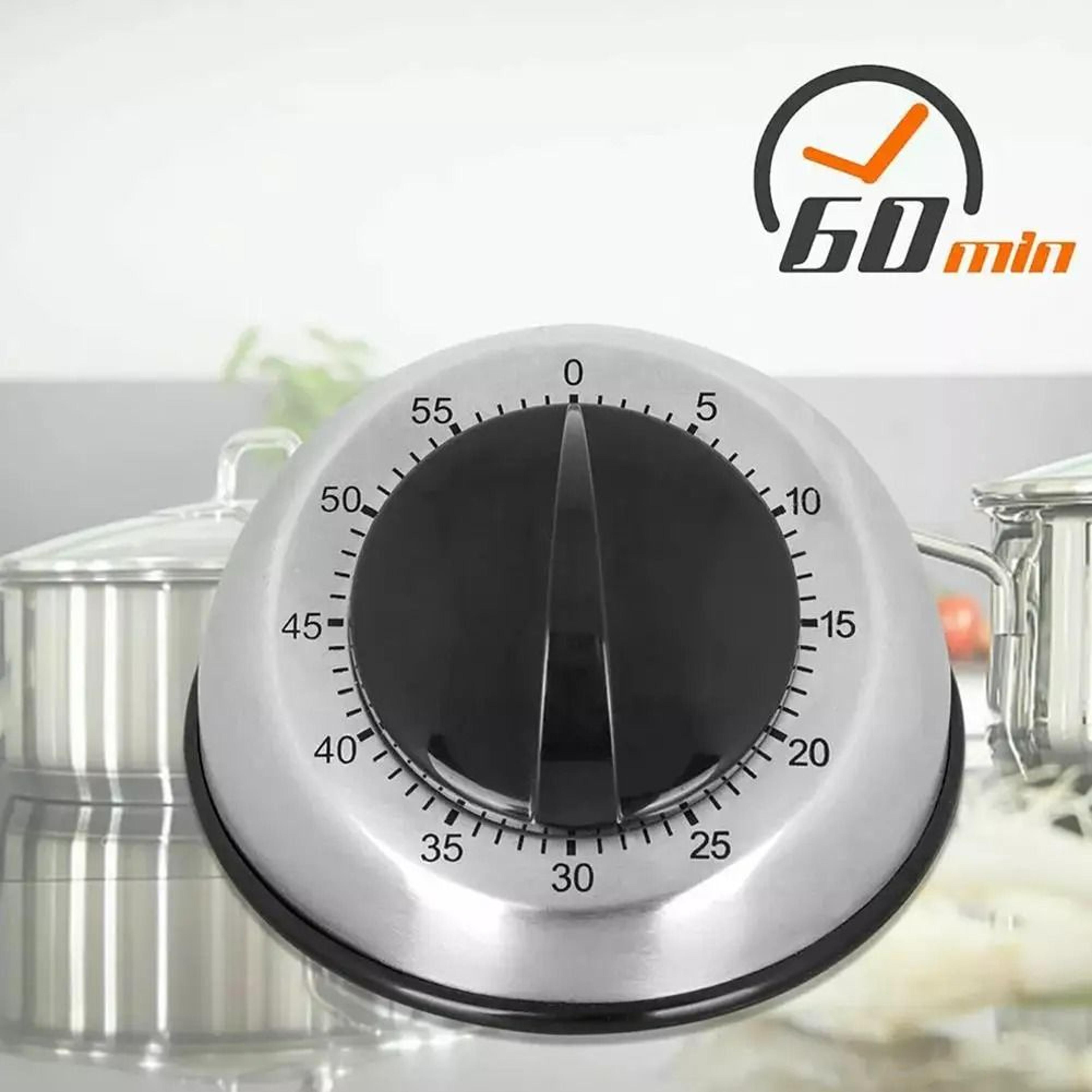 Stainless Steel Mechanical Kitchen Timer With Magnetic Base 0