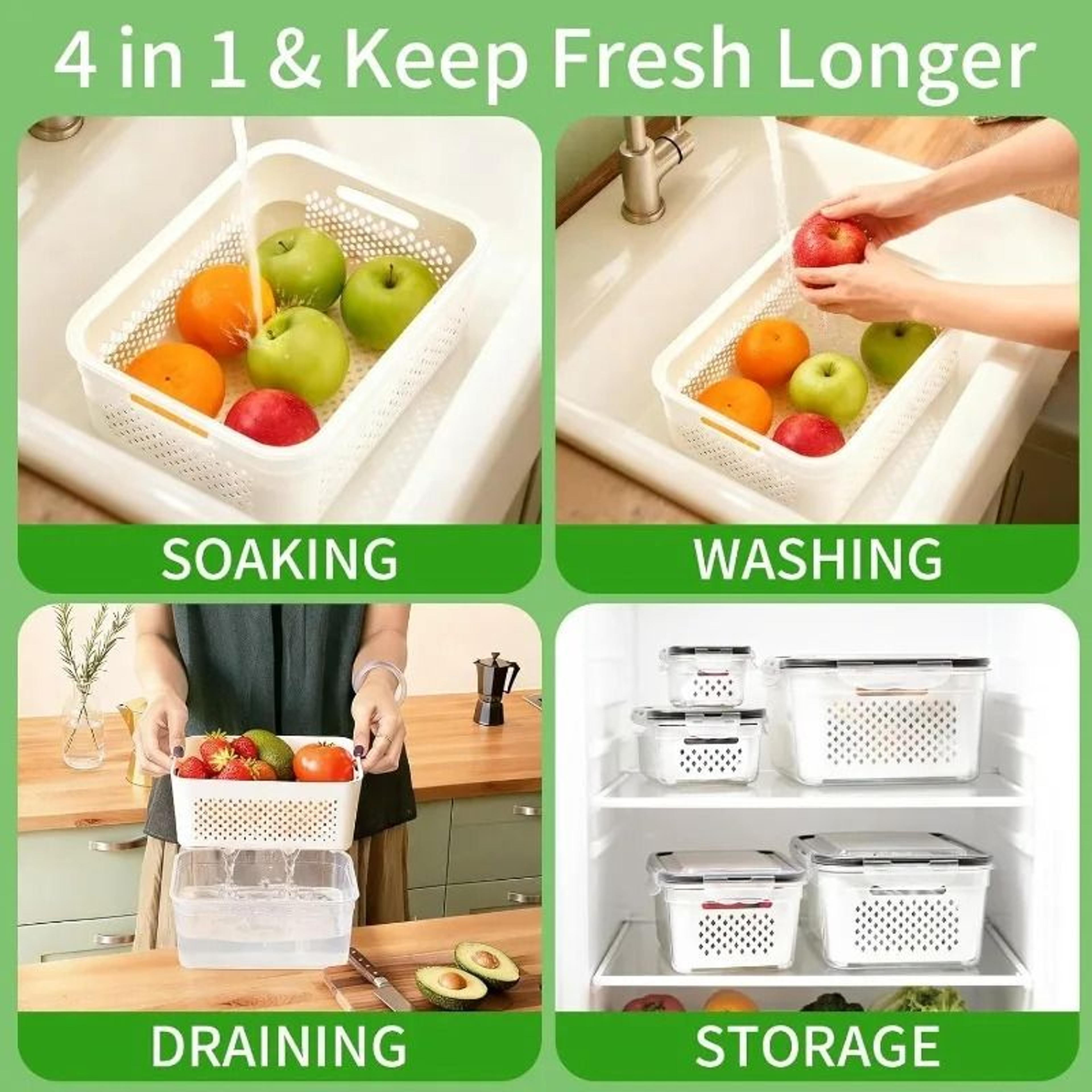 Produce Saver Refrigerator Container With Strainer Basket 2