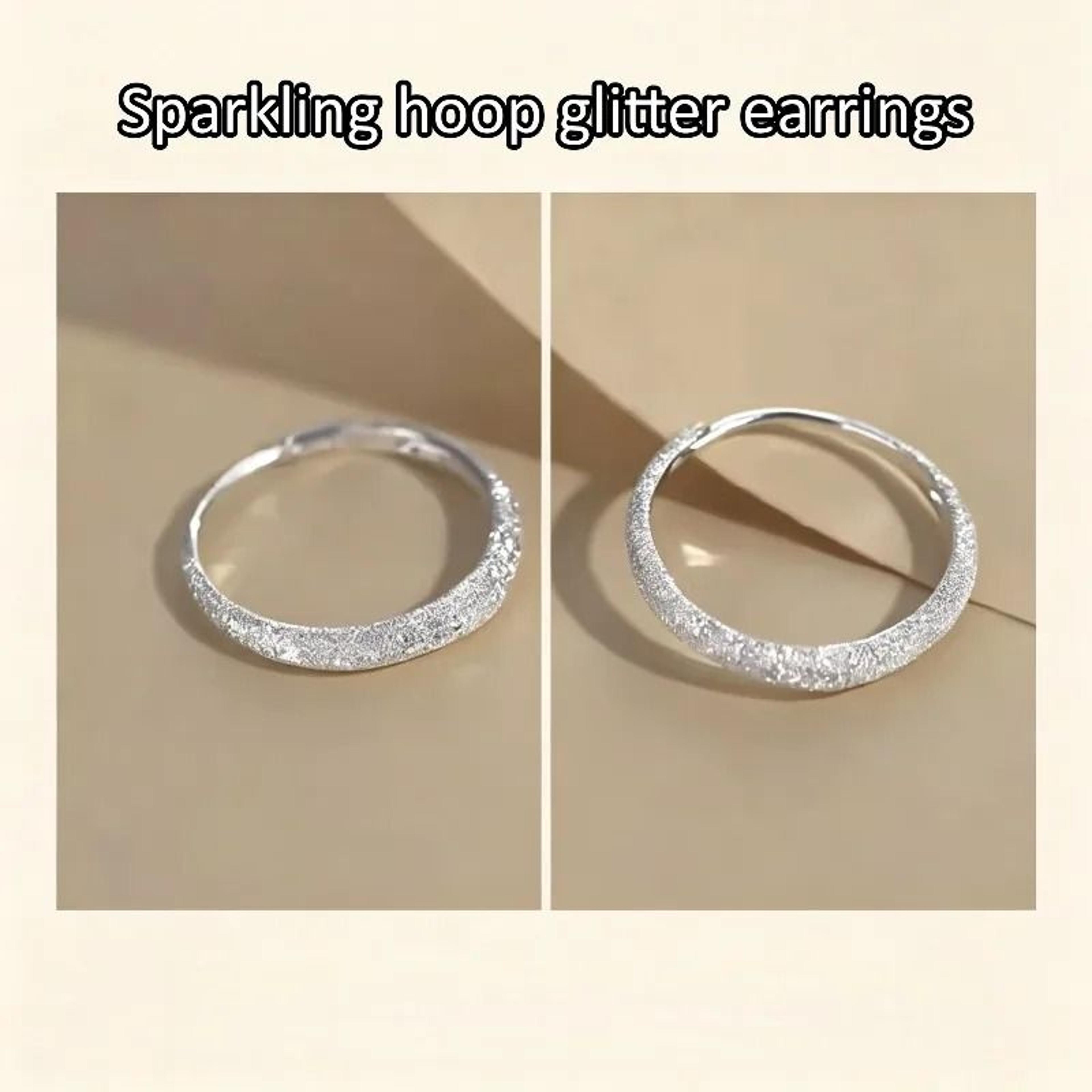 Shining Metallic Silver Hoop Earrings 4