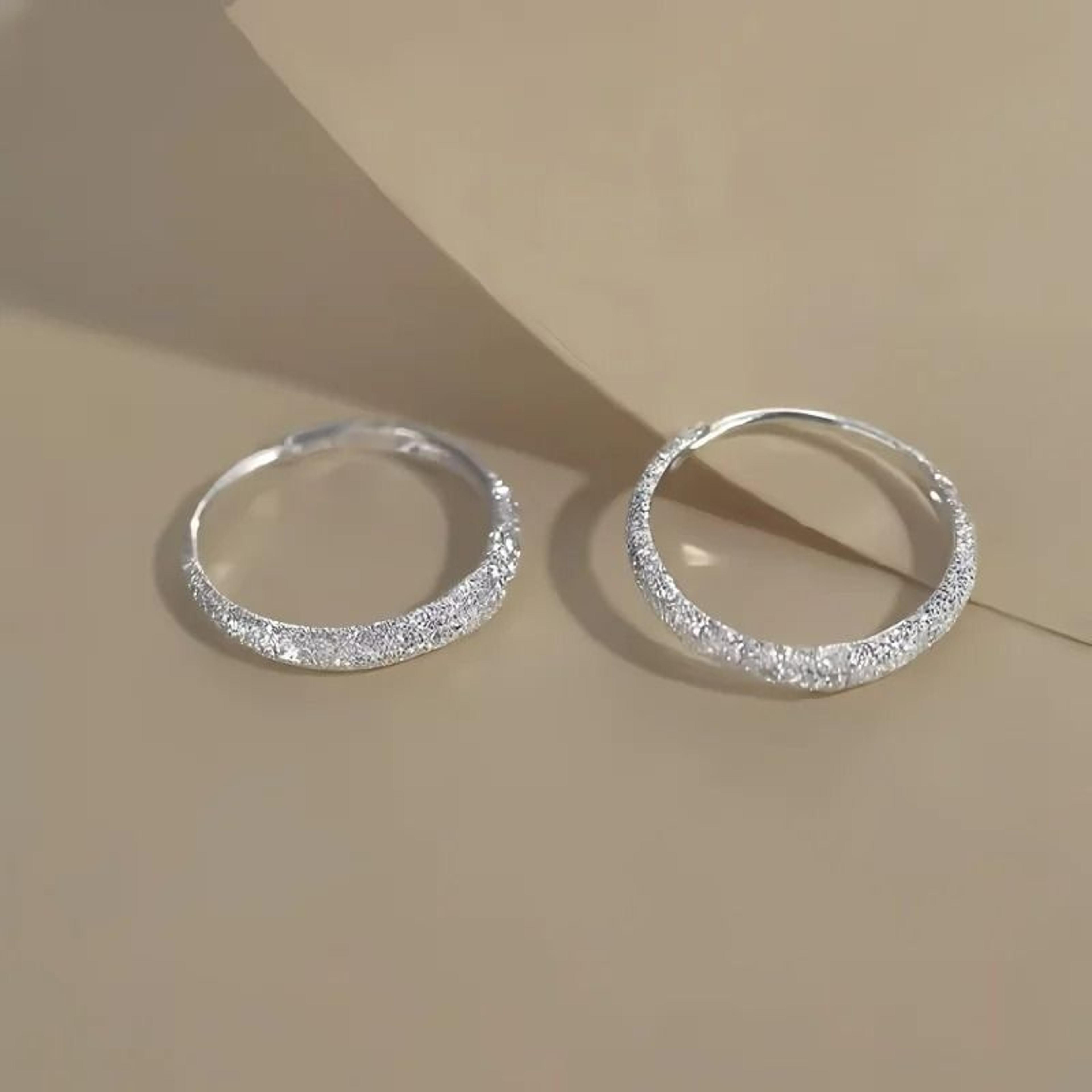 Shining Metallic Silver Hoop Earrings 5