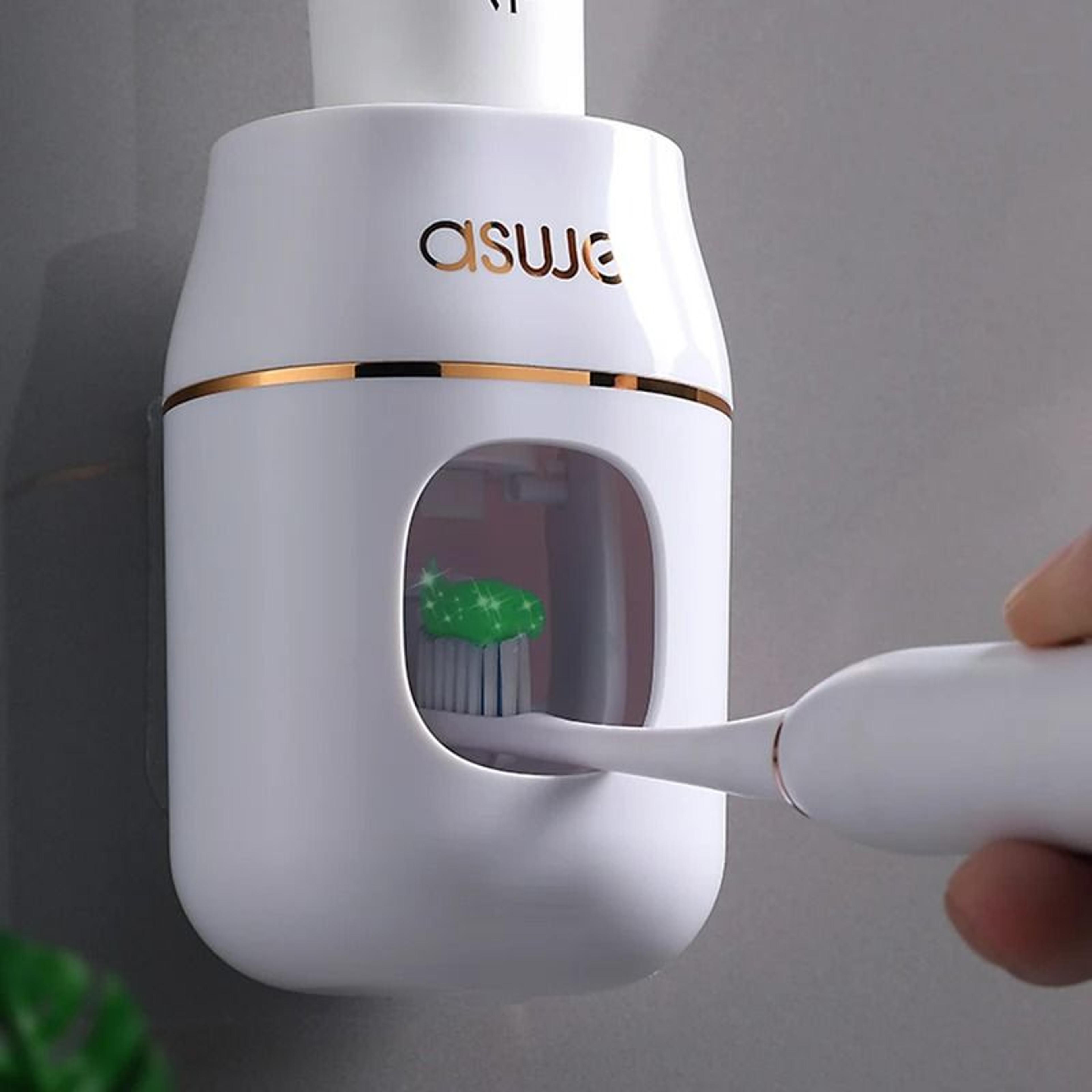 WallMounted Automatic Toothpaste Dispenser And Toothbrush Holder Set 4