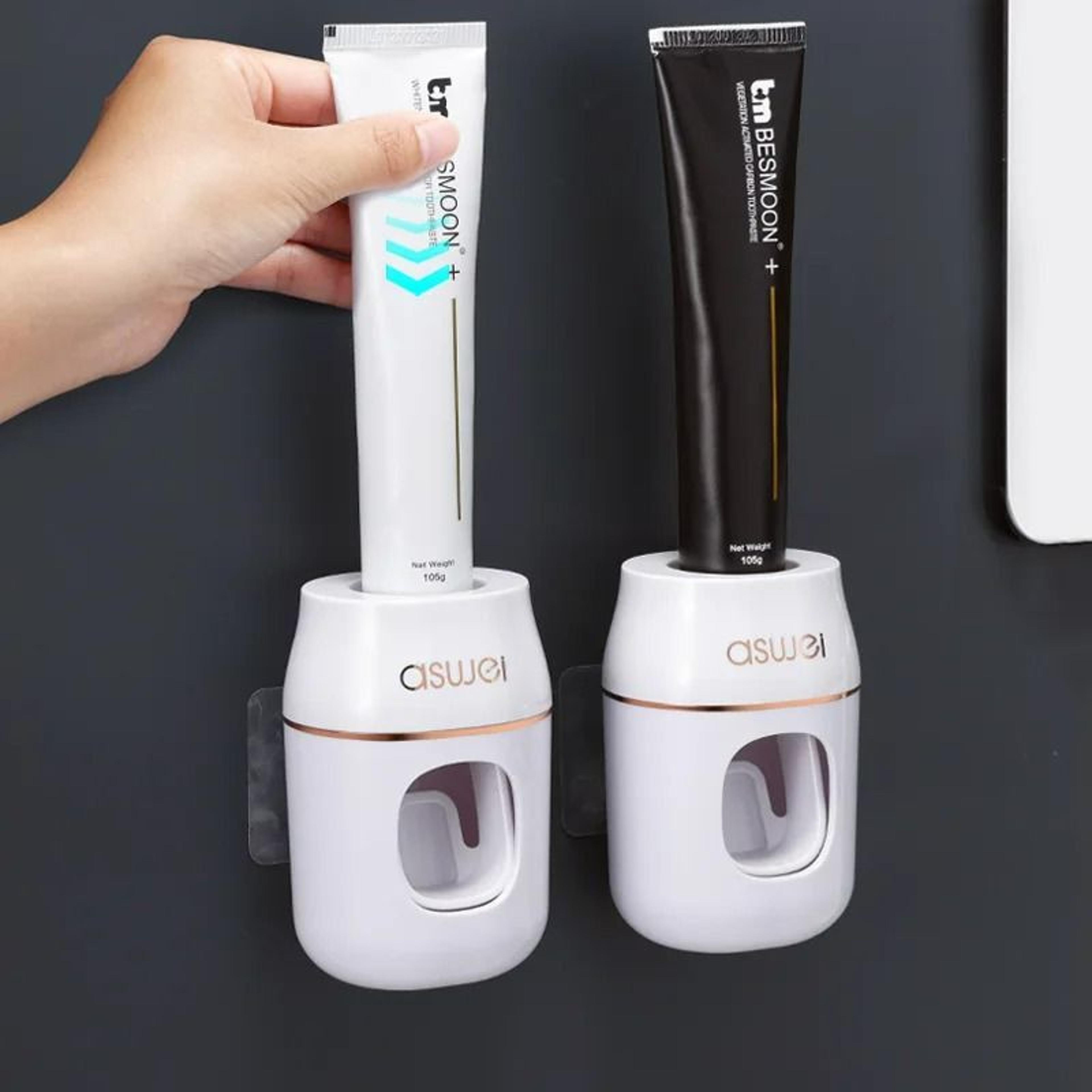 WallMounted Automatic Toothpaste Dispenser And Toothbrush Holder Set 2