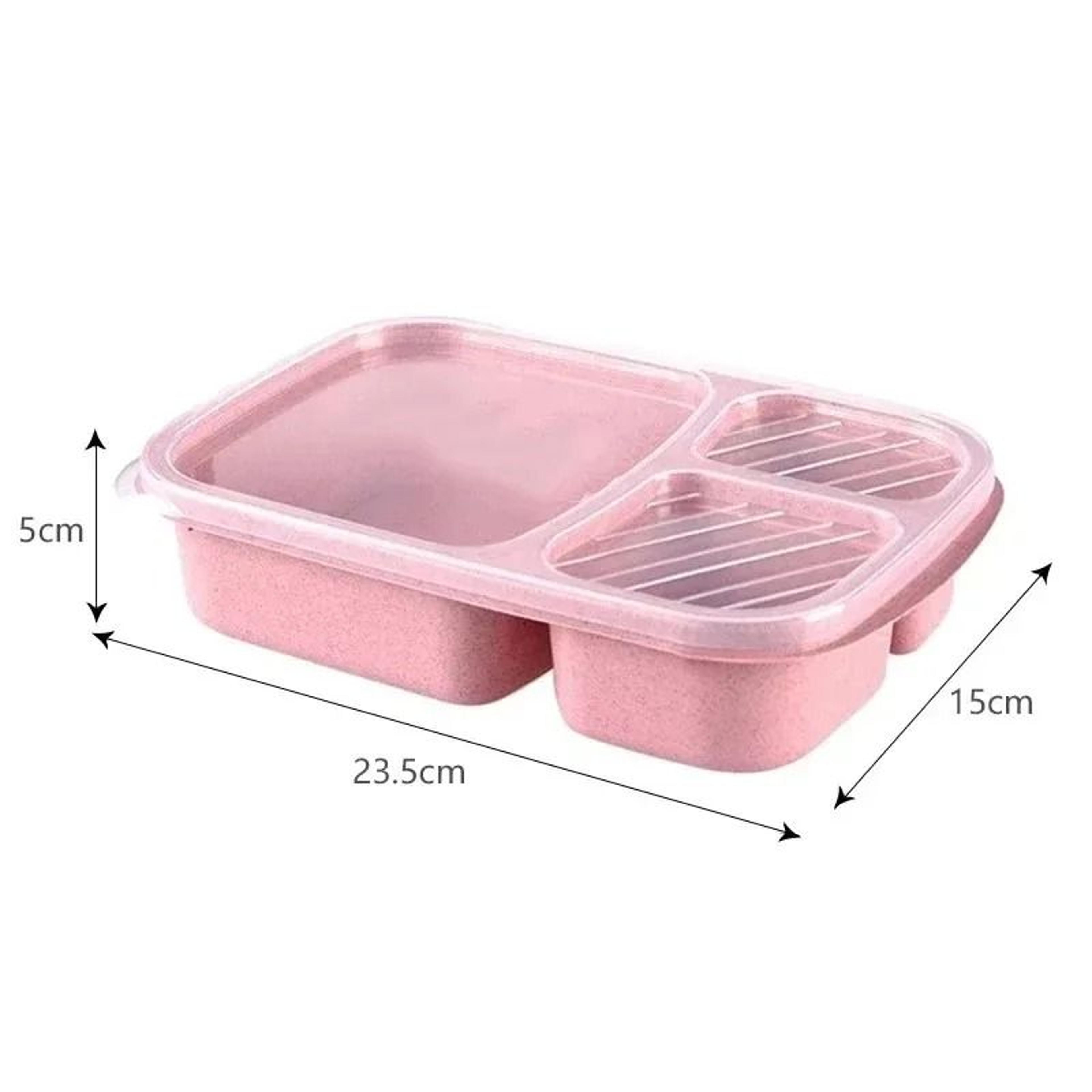 3Compartment Wheat Straw Lunch Box With Clear Lid 5