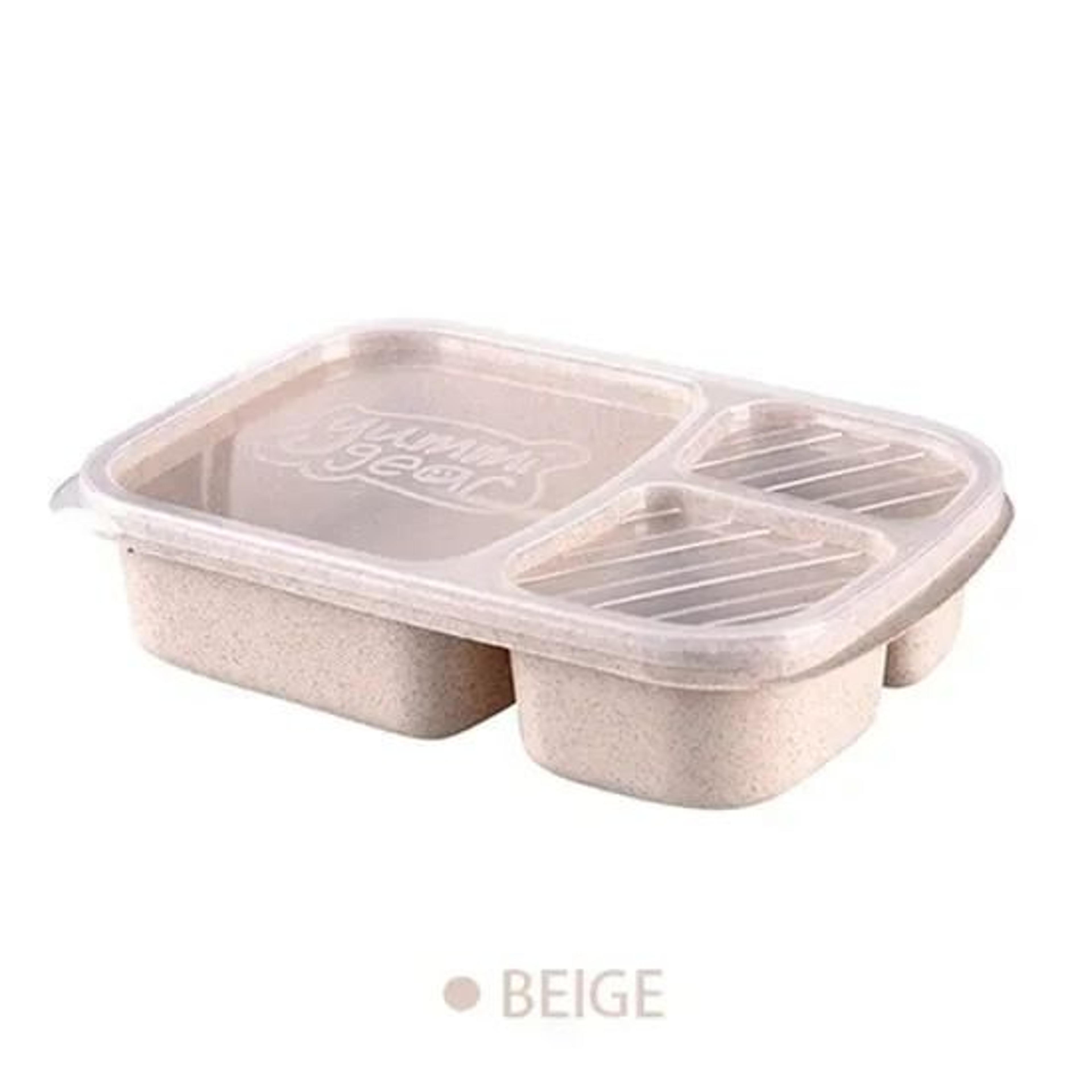 3Compartment Wheat Straw Lunch Box With Clear Lid 7