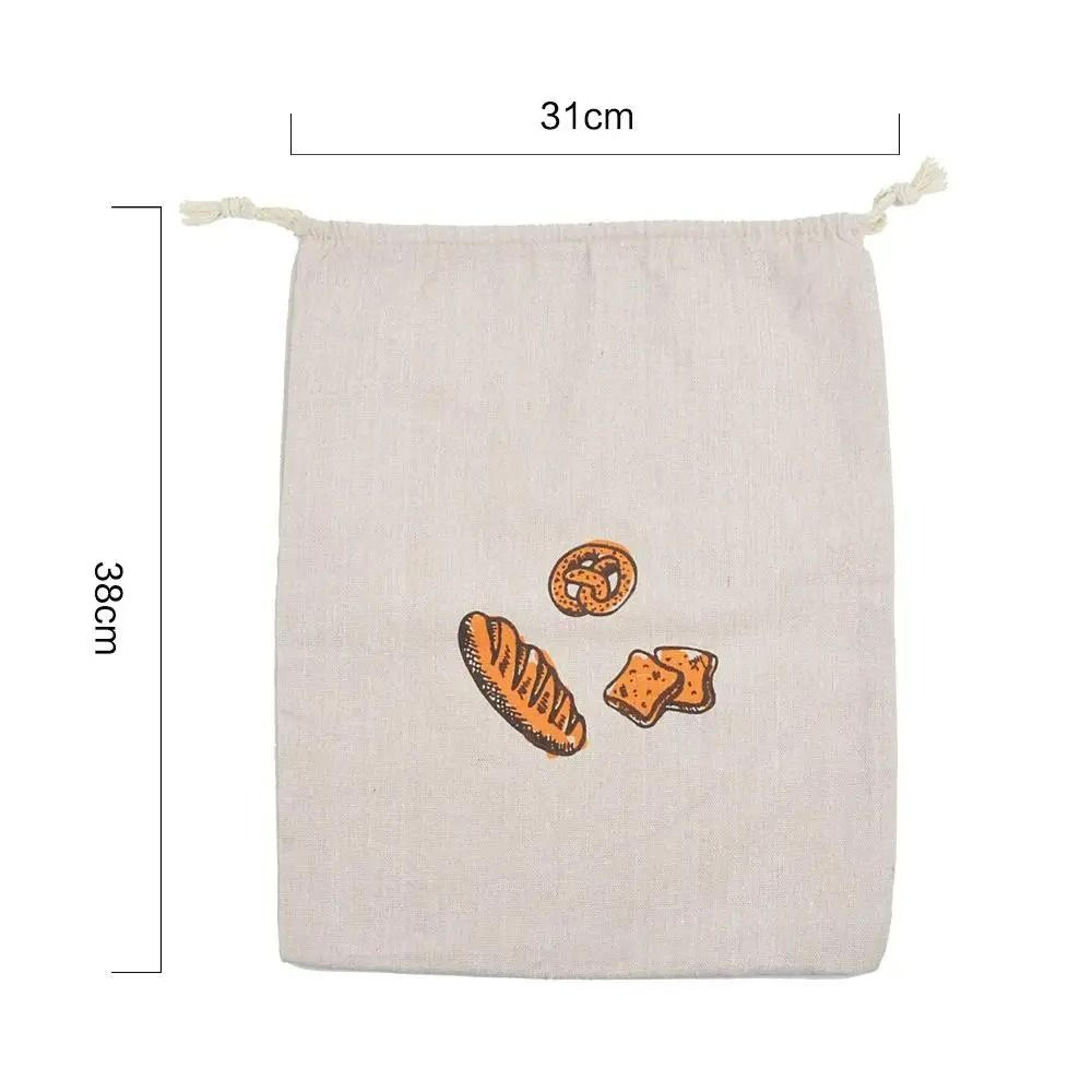 Reusable Linen Drawstring Artisan Bread Storage Bag 8